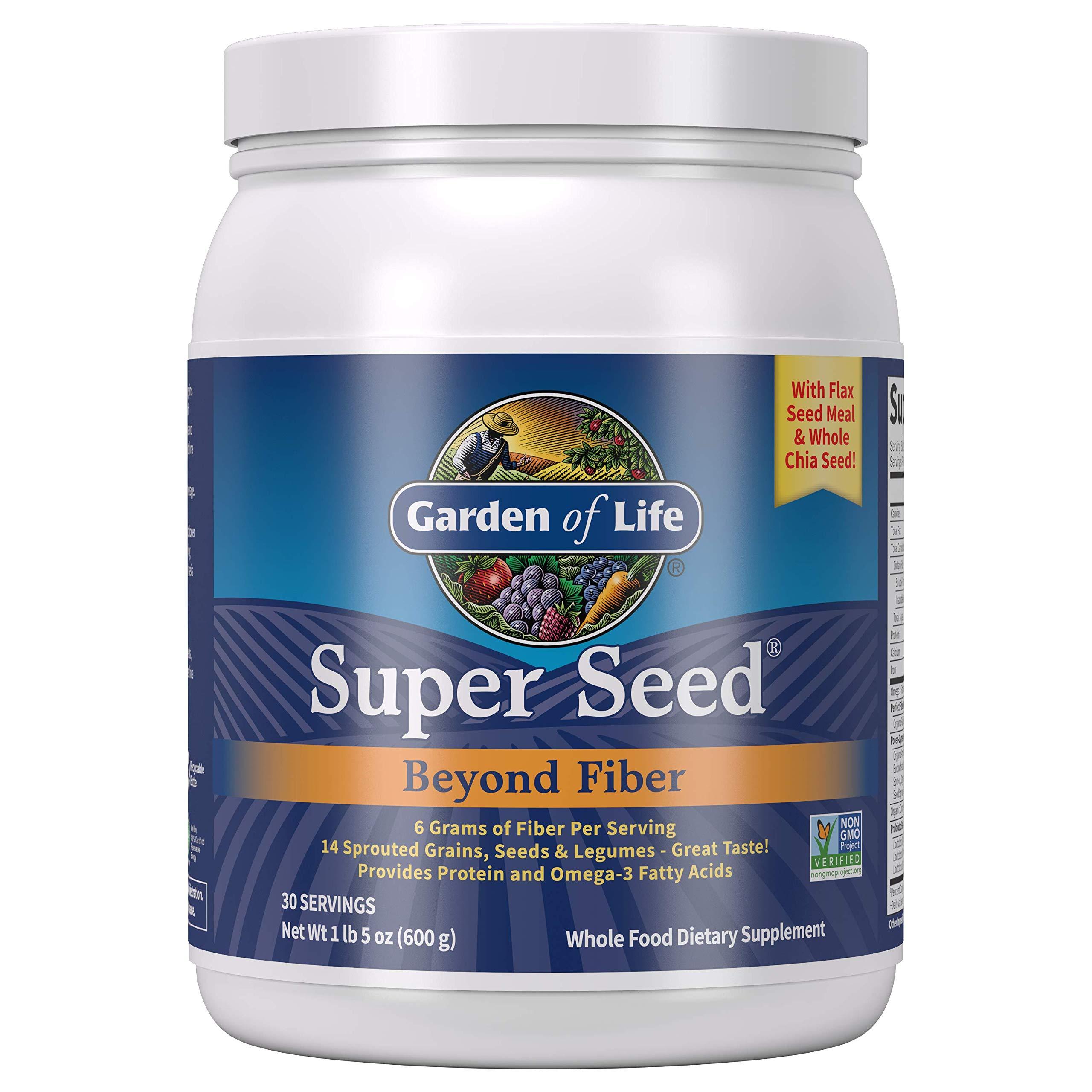 Garden of Life Garden of Life Super Seed - Vegetarian Whole Food Fiber Supplement with Protein and Omega 3, 1 Lb 5oz (600g) Powder