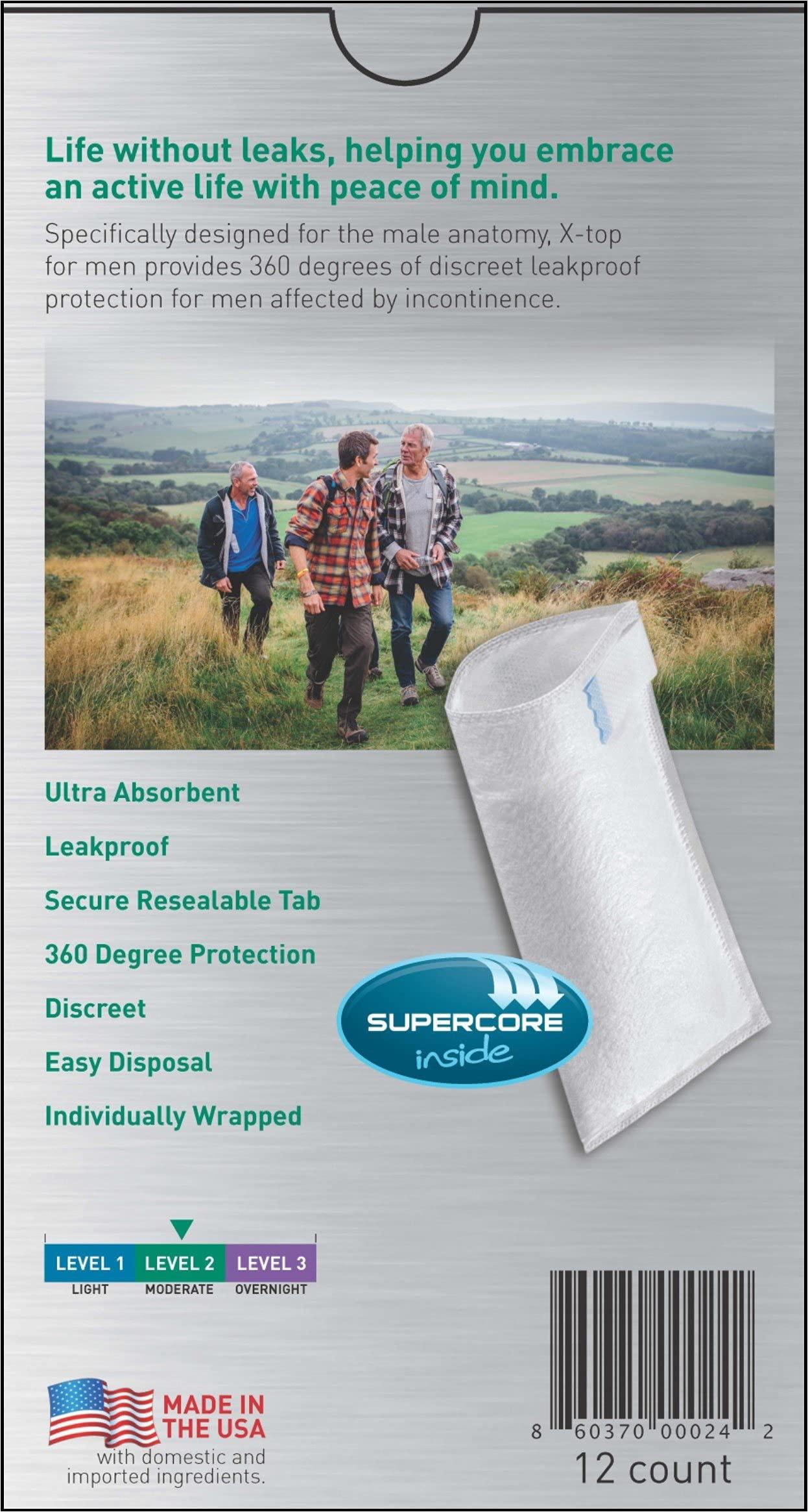 x-top X Top for Men Incontinence Pouch, Level 2, Pack/12