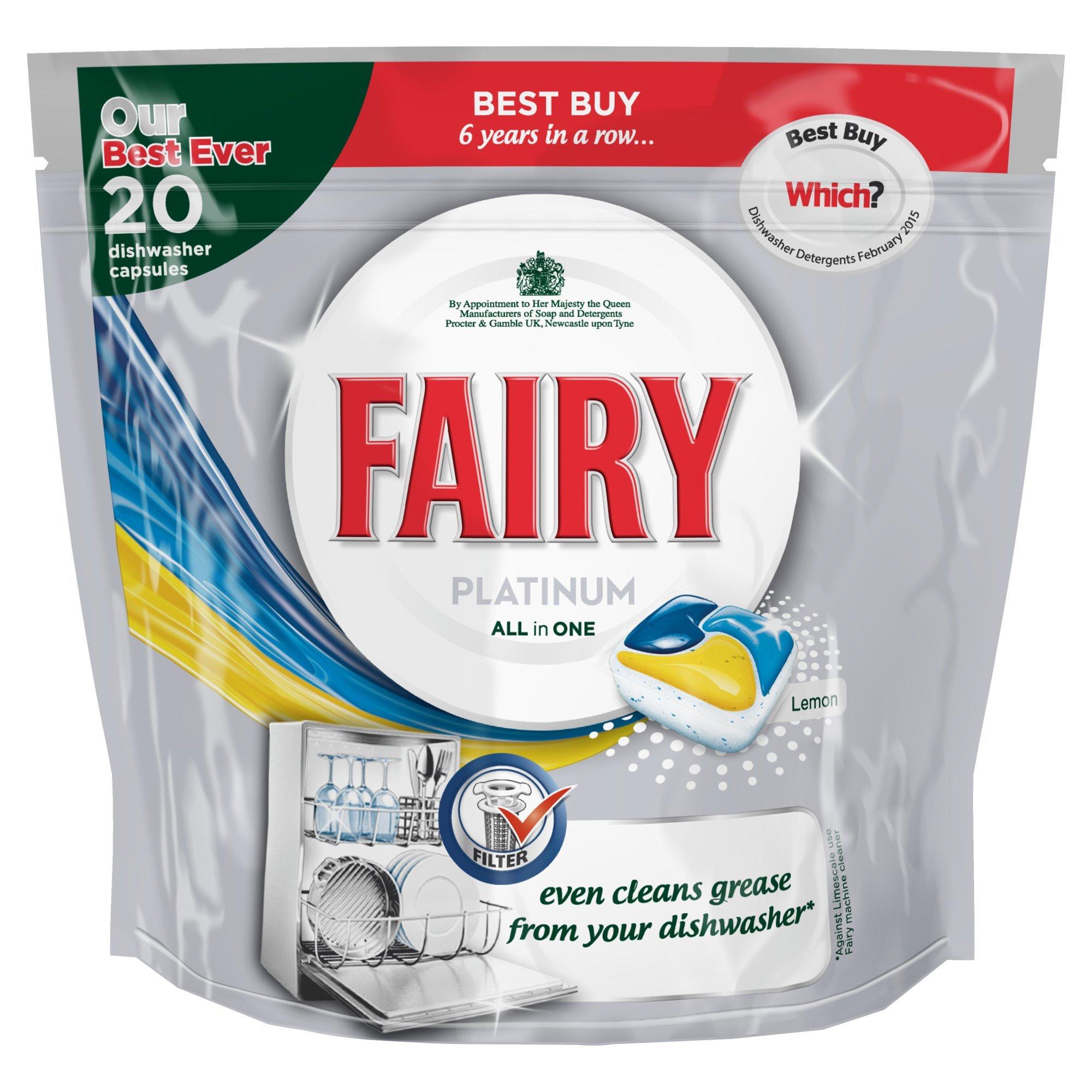 Fairy Fairy Platinum All In One Lemon Dishwashing Tablets (Pack of 20)