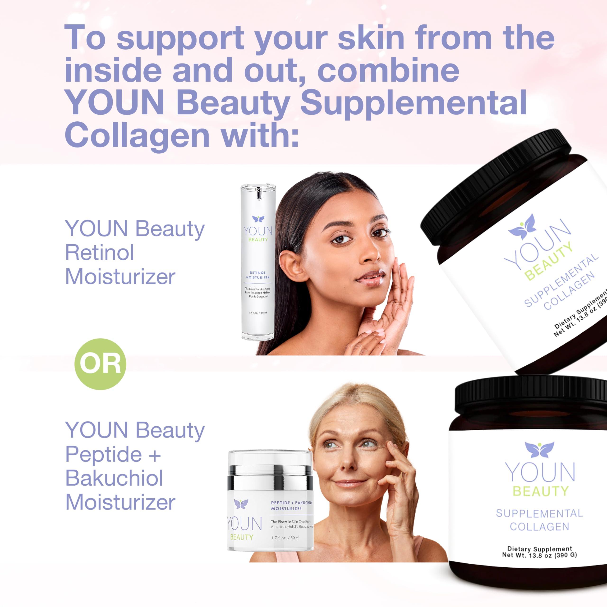 YOUN Beauty YOUN Beauty Supplemental Collagen Powder by Holistic Plastic Surgeon Dr. Anthony Youn, 30 Servings (Unflavored)  Fortigel, Fortibone & Verisol Multi-Collagen Peptides for Skin Health