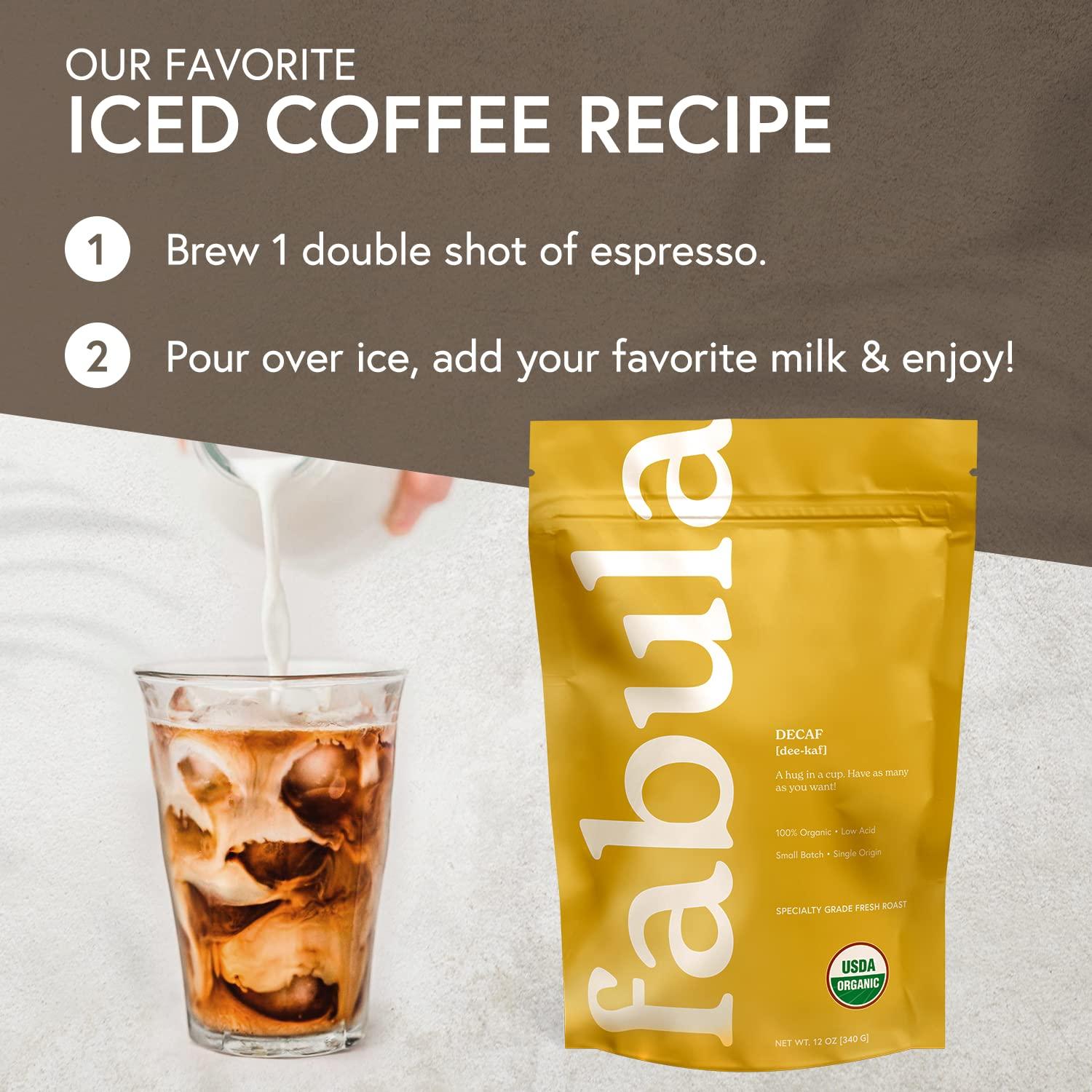 Fabula Fabula Coffee Decaf Medium Roast Whole Beans - Organic - Low Acid - Single Origin - Non-GMO - Mold Free - 12 Ounces