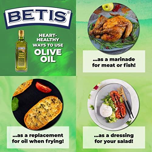 Betis Betis Refined Spanish Extra Virgin Olive Oil 17oz, Organic Aceite de Oliva Virgen, Fruity Flavor, Gluten Free, All Natural, Ideal for Frying, Drizzles, Sauteing and Salad Dressing (Pack of 1)