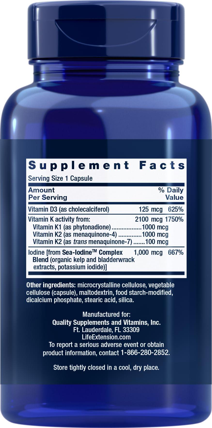 Life Extension Life Extension Vitamins D and K with Sea-Iodine, 90 Caps (Pack of 2)