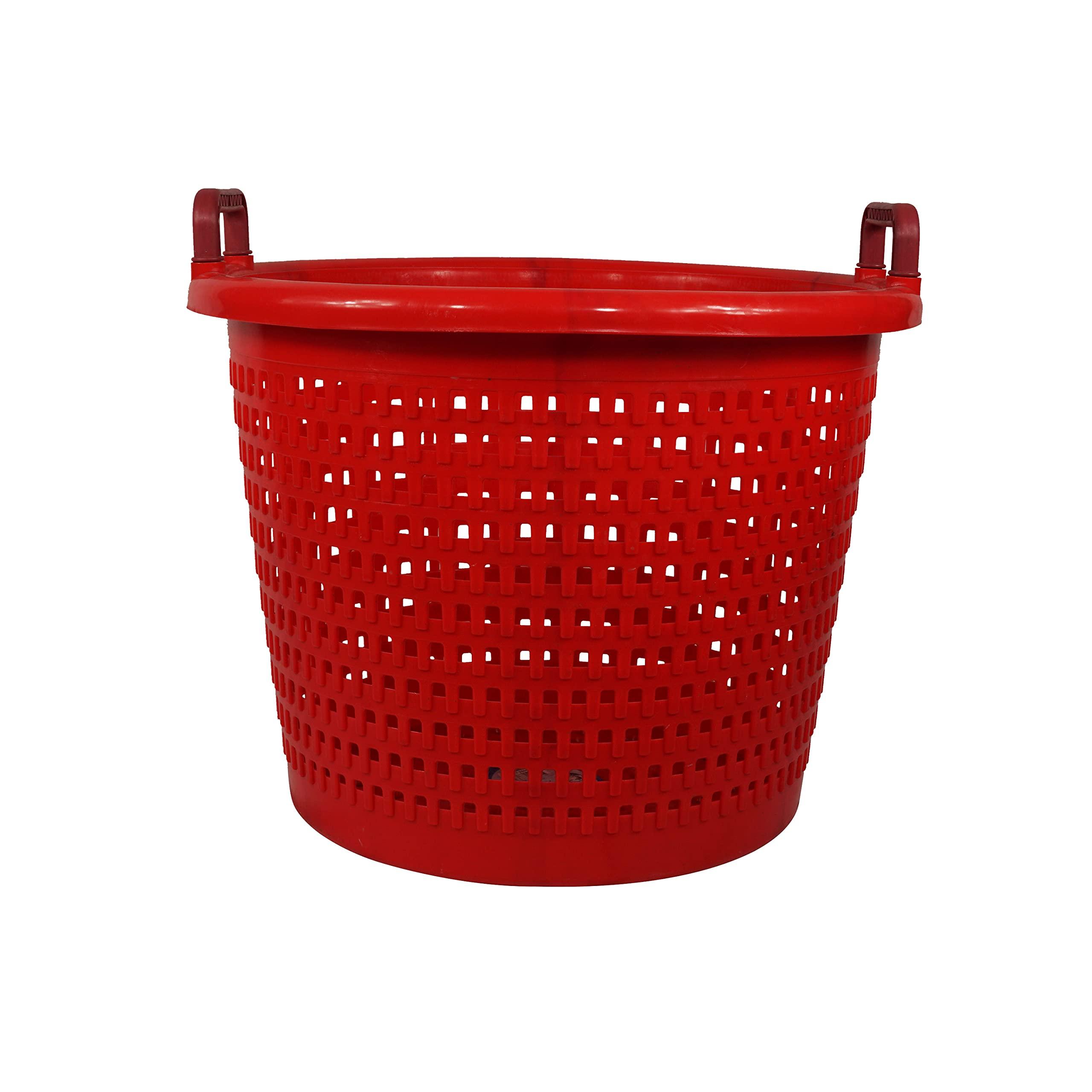 LEE FISHER SPORTS FISH BASKET- RED Basket for Fishing, Laundry, all Purpose Handy Basket-heavy duty, hold up 40 lbs, can take hot and cold condition, used by commercial fishermen for decades.