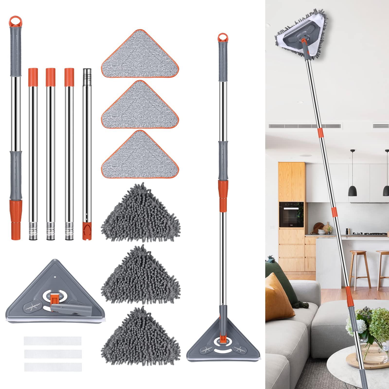 HoMerit Wall Cleaner 98 Inch Wall Cleaner with Long Handle,HoMerit Wall Cleaner Mop 360 Rotatable Adjustable Cleaning Mop,Ceiling Dust Mop,Wall Cleaning Tool for Walls/Baseboard/Floors,6 Replacement Pads