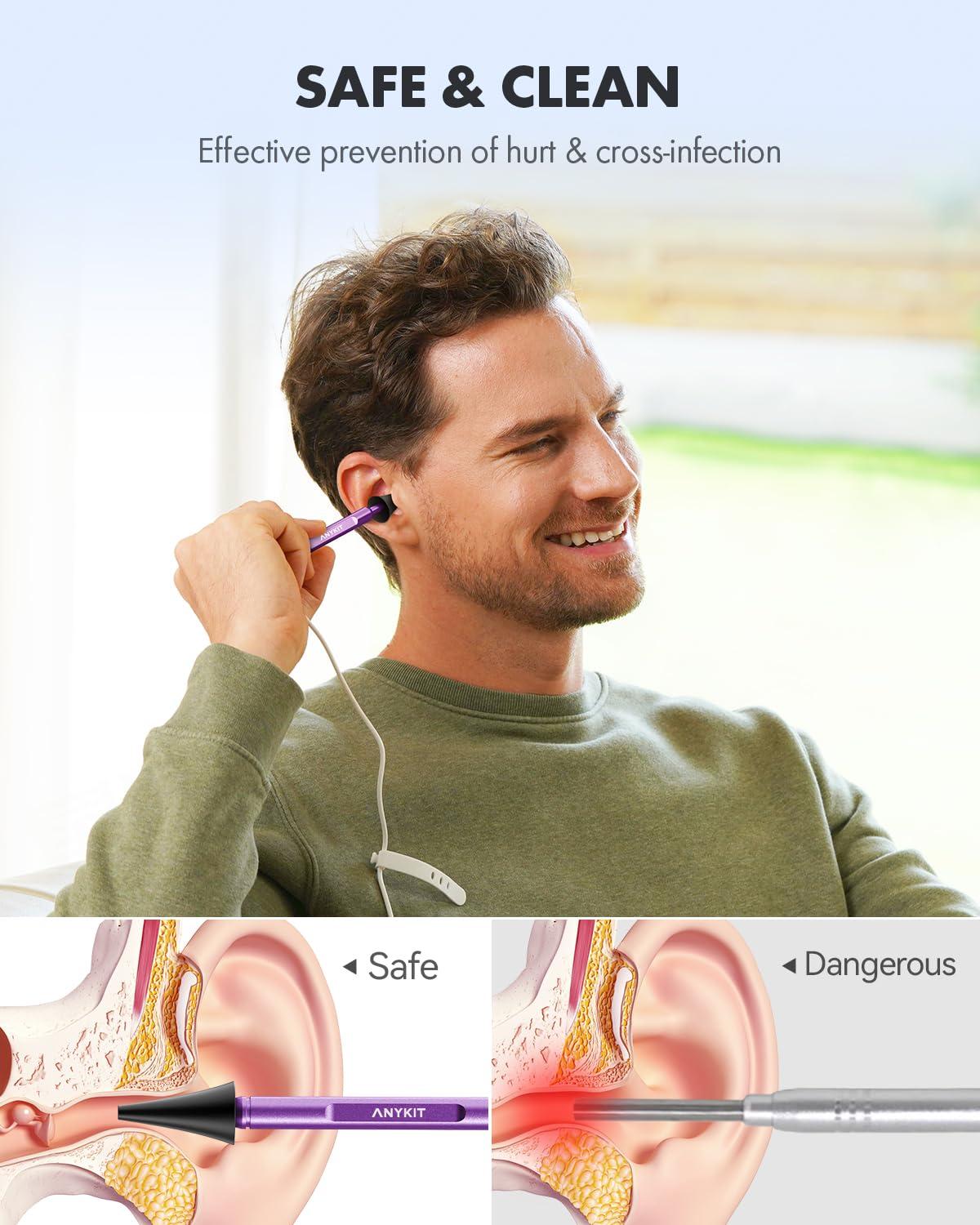 Anykit Anykit Digital Otoscope for Phone & Tablet, Ultra Clear View Ear Camera with Ear Wax Removal Tools, Video Ear Scope Otoscope with Light, Support Capture Photo & Record Videos