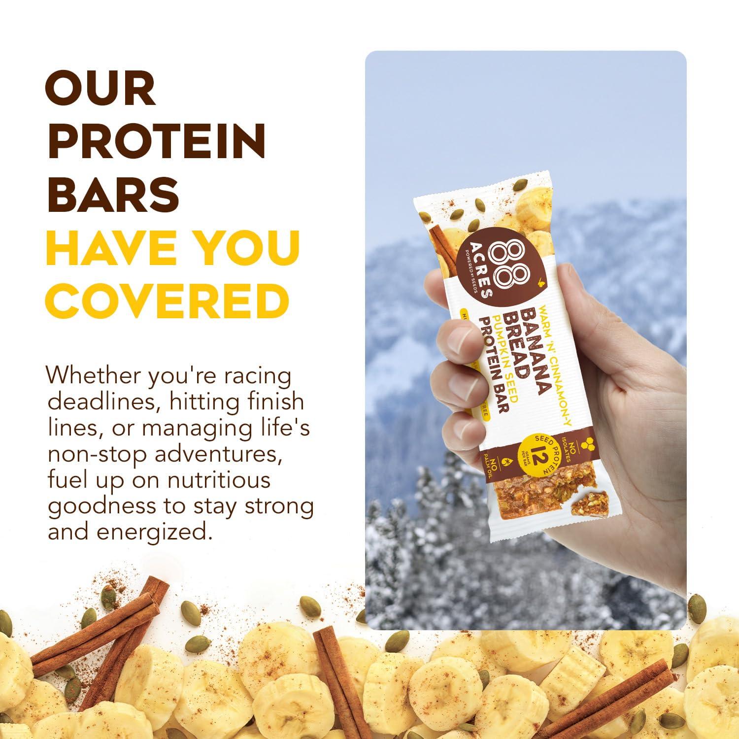 88 Acres 88 Acres Plant Based Seed Protein Bar | 9 Pack, Banana Bread | 12g of Plant Based Protein, Gluten Free, Nut Free, Non GMO, School Safe, No Palm Oil