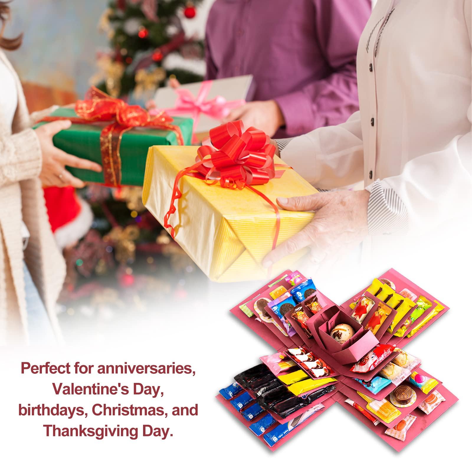 TITA-DONG TITA-DONG 5 Layer Creative Explosion Gift Box, DIY Snack Explosion Box, Candy Explosion Box, Suprise Gift Box, DIY Explosion Gift Box for Valentines Day Gifts Birthday Wedding Anniversary(Pink)