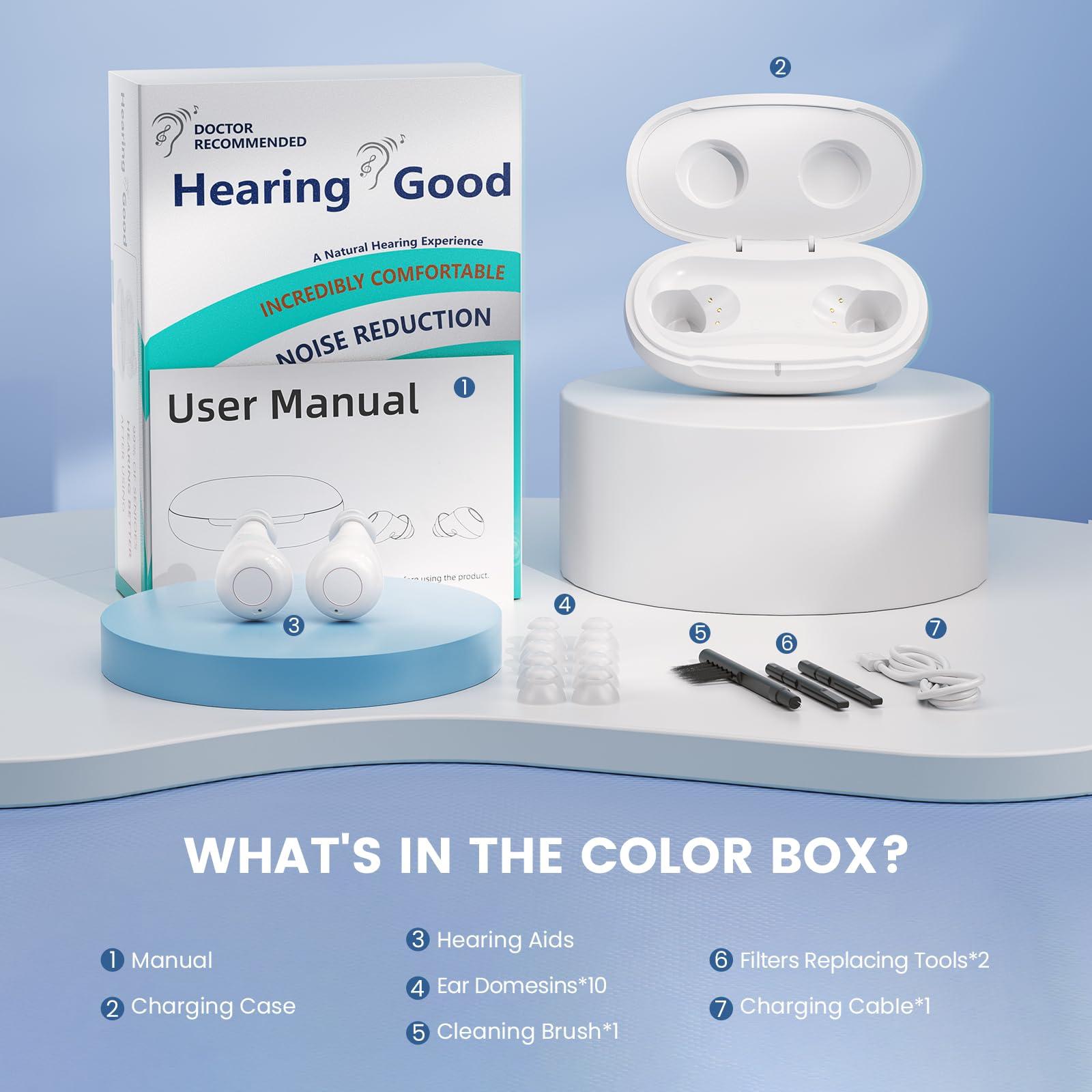 Ensothic Ensothic OTC Hearing Aids for Seniors Rechargeable Hearing Amplifier Ear Aids for Adults Light Hearing Loss with Noise Cancelling, In-Ear Small Hearing Device with Charging Case