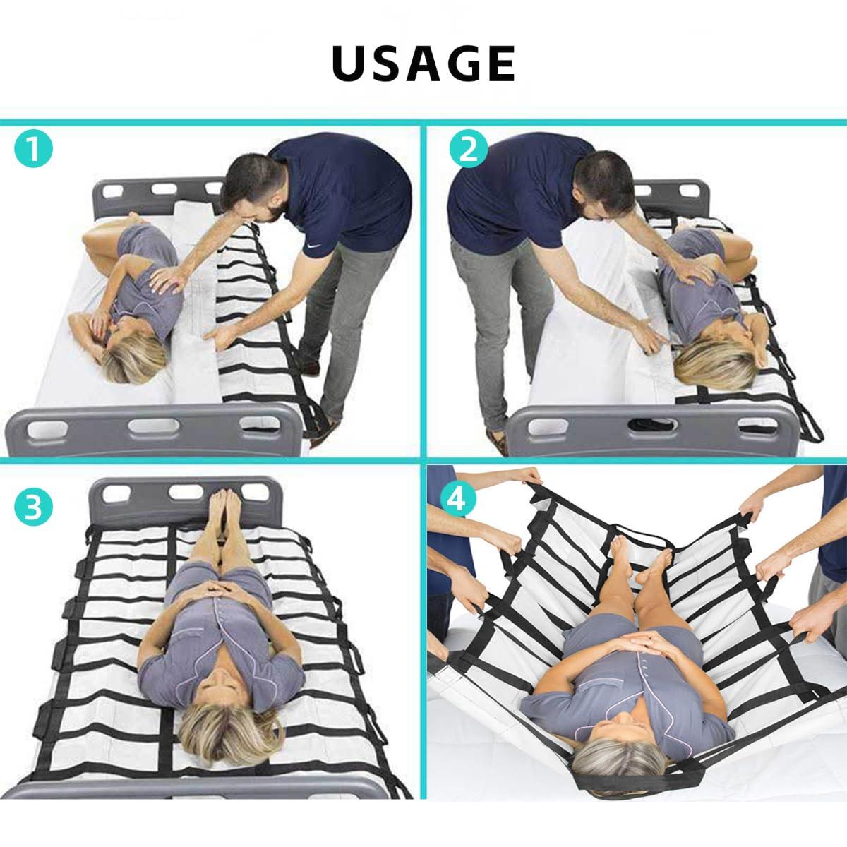 CRAZY ROSA CRAZY ROSA Positioning Bed Pad with 14 Handles, 77x 39\" 600lbs Load-Bearing Patient Transfer Sheet for Lifting & Turning, Elderly Bedridden Patients Transfer Blanket