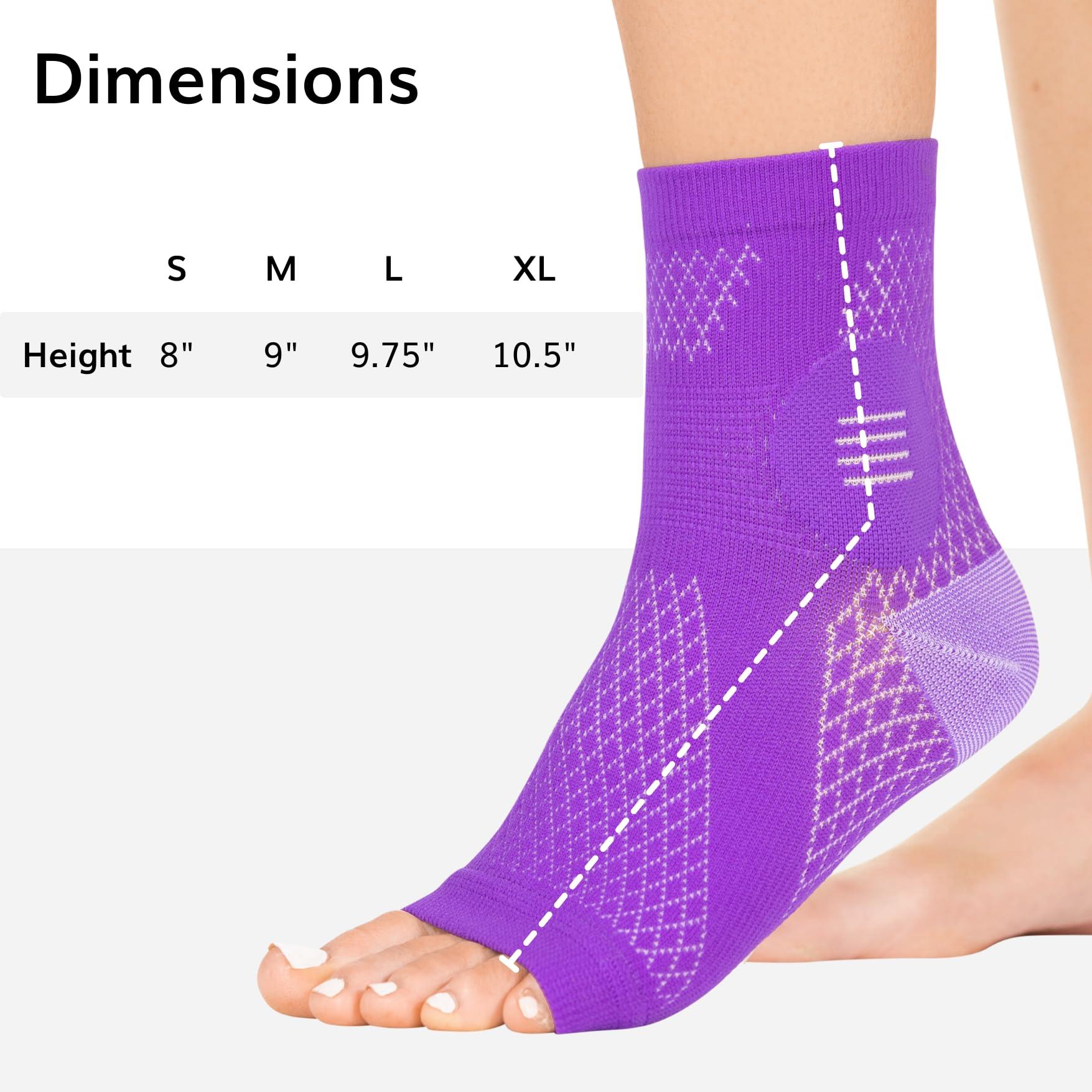BraceAbility BraceAbility Neuropathy Socks (Pair) - Peripheral Neuritis Compression Diabetic Toeless Foot Sleeves for Nerve Damage Pain in Feet, Ankle Gout, Plantar Fasciitis Relief Brace for Men and Women (M - Purple)