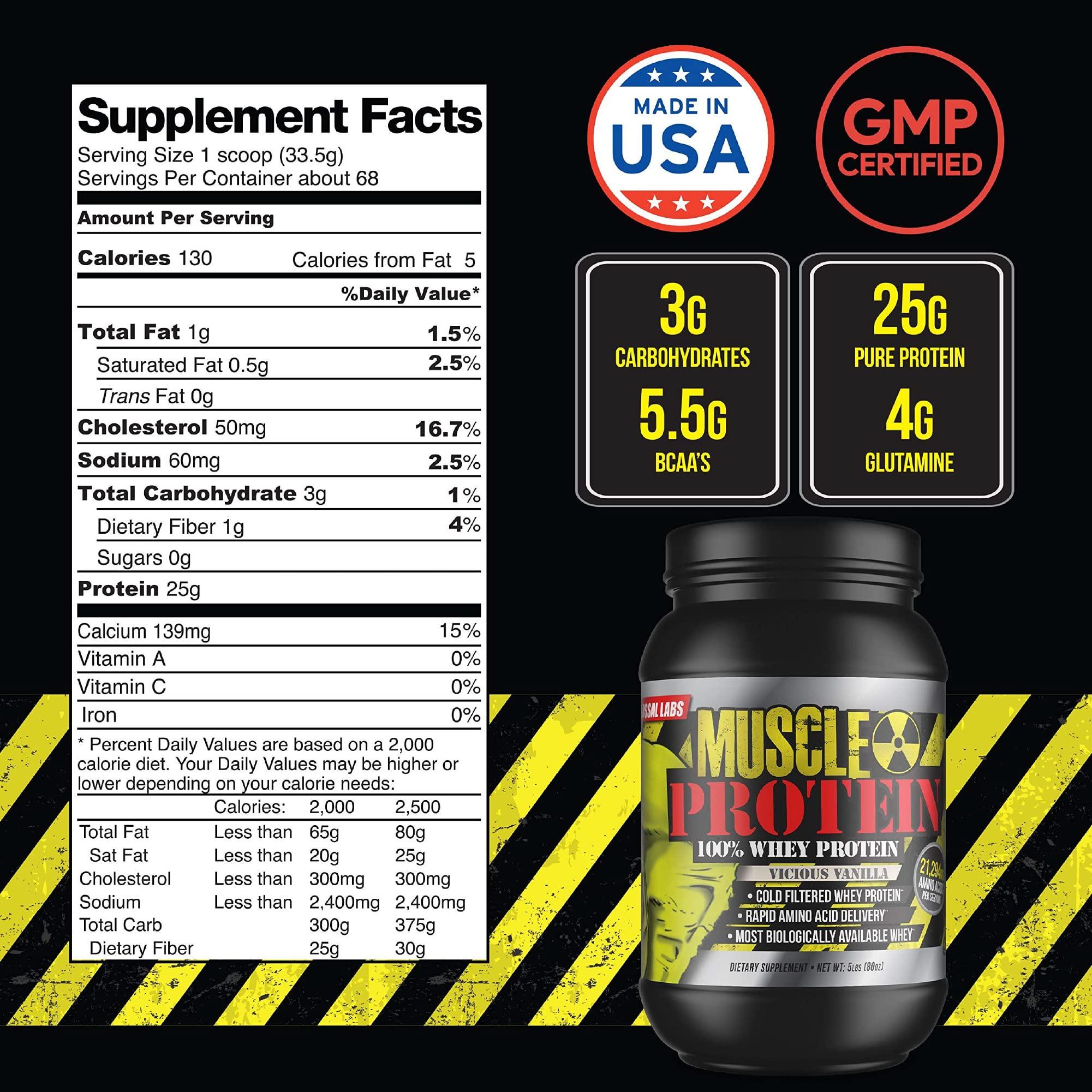 COLOSSAL LABS COLOSSAL LABS Muscle Whey Protein [5 lbs/Pack of 1]Chocolate Flavored Protein Powder, 25,000mg Amino Acids/Serving, Cold Filtered(Packaging May Vary)