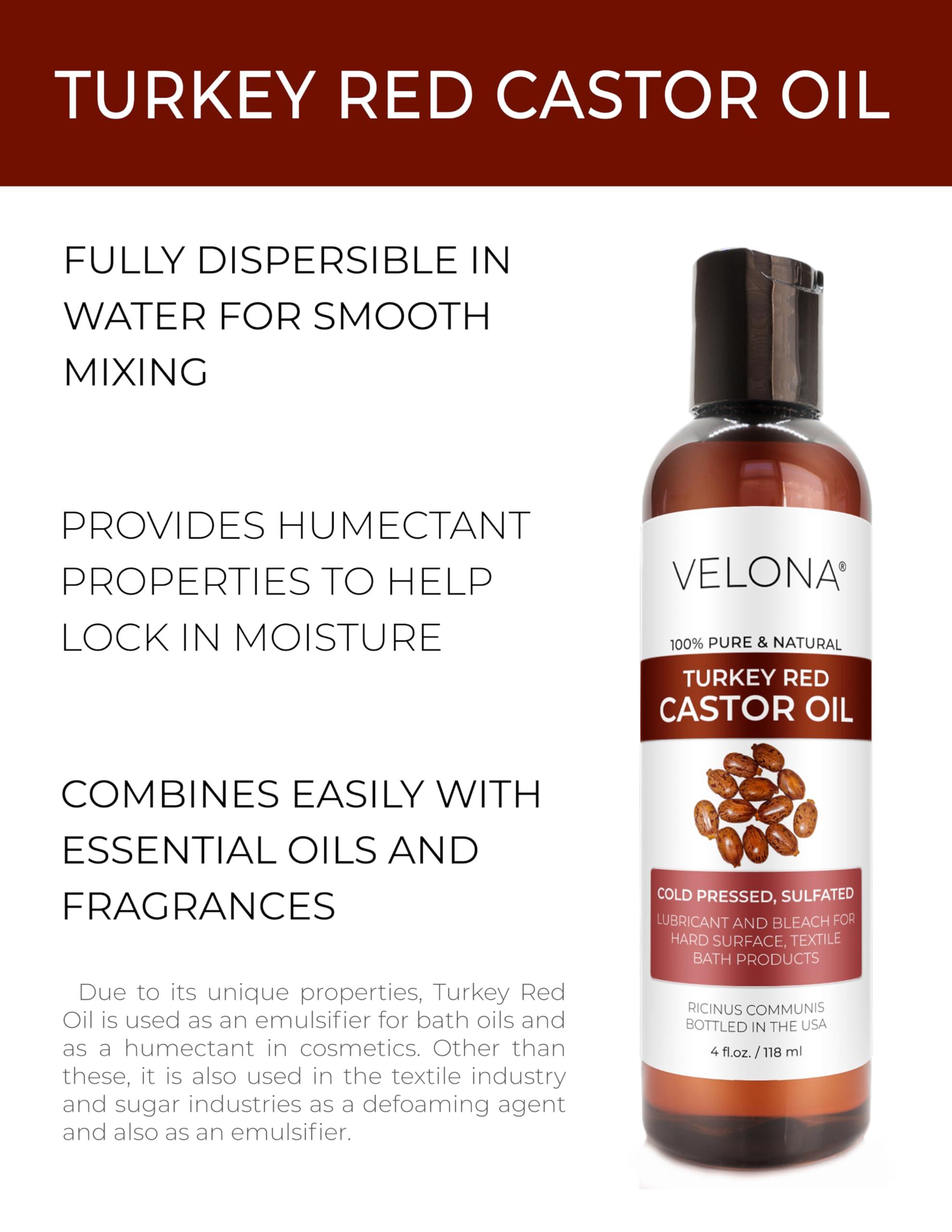 velona velona Castor Oil Turkey Red 4 oz | 100% Pure and Natural Carrier Oil | Cold Pressed | Hair, Body and Skin Care | Use Today - Enjoy Results