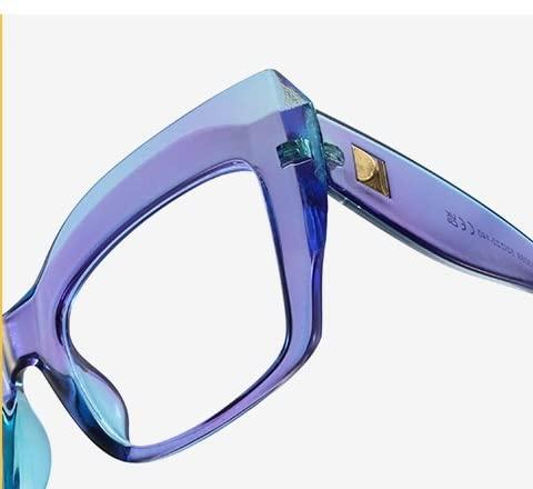 NEWADA NEWADA Oversized Cat Eye Sturdy Personality Colorful Reading Glasses Women, Large Frame Blue Light Blocking Computer Readers (Color : Blue-Green, Size : +200)