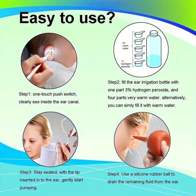 QISXROVY Ear Wax Removal Tool, Ear Cleaning Kits Safe Ear Irrigation Kit Ear Flush Kit for Adults Kid, Ear Wax Washer Device Easy to Operate, Includes Basin, Syringe, Curette Kit, Towel and 40 Disposable Tips