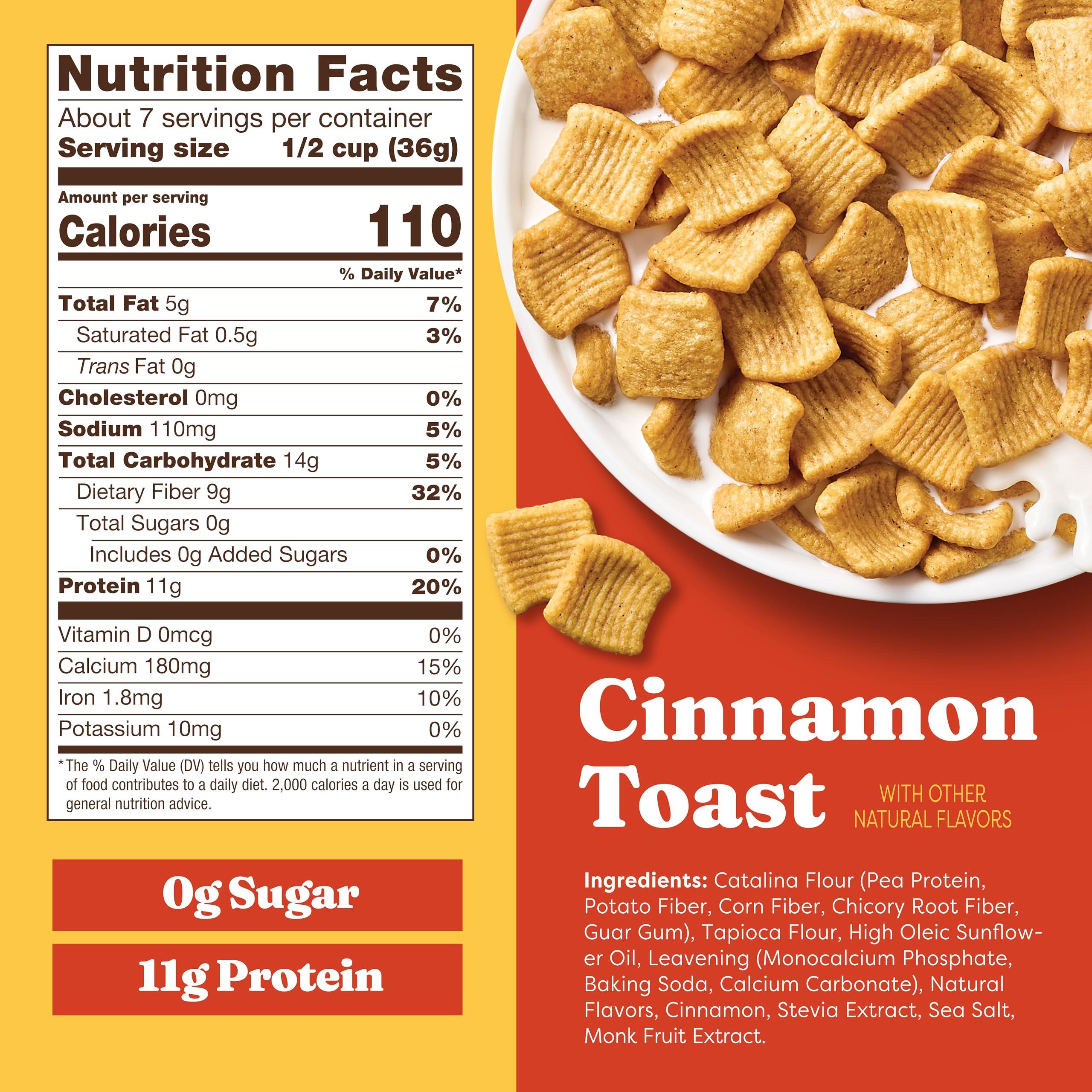 Catalina Crunch Catalina Crunch Cinnamon Toast High Fiber Cereal 4 Pack | Low Carb, Sugar Free, Gluten Free | Keto Snacks, Vegan, Plant Based Protein