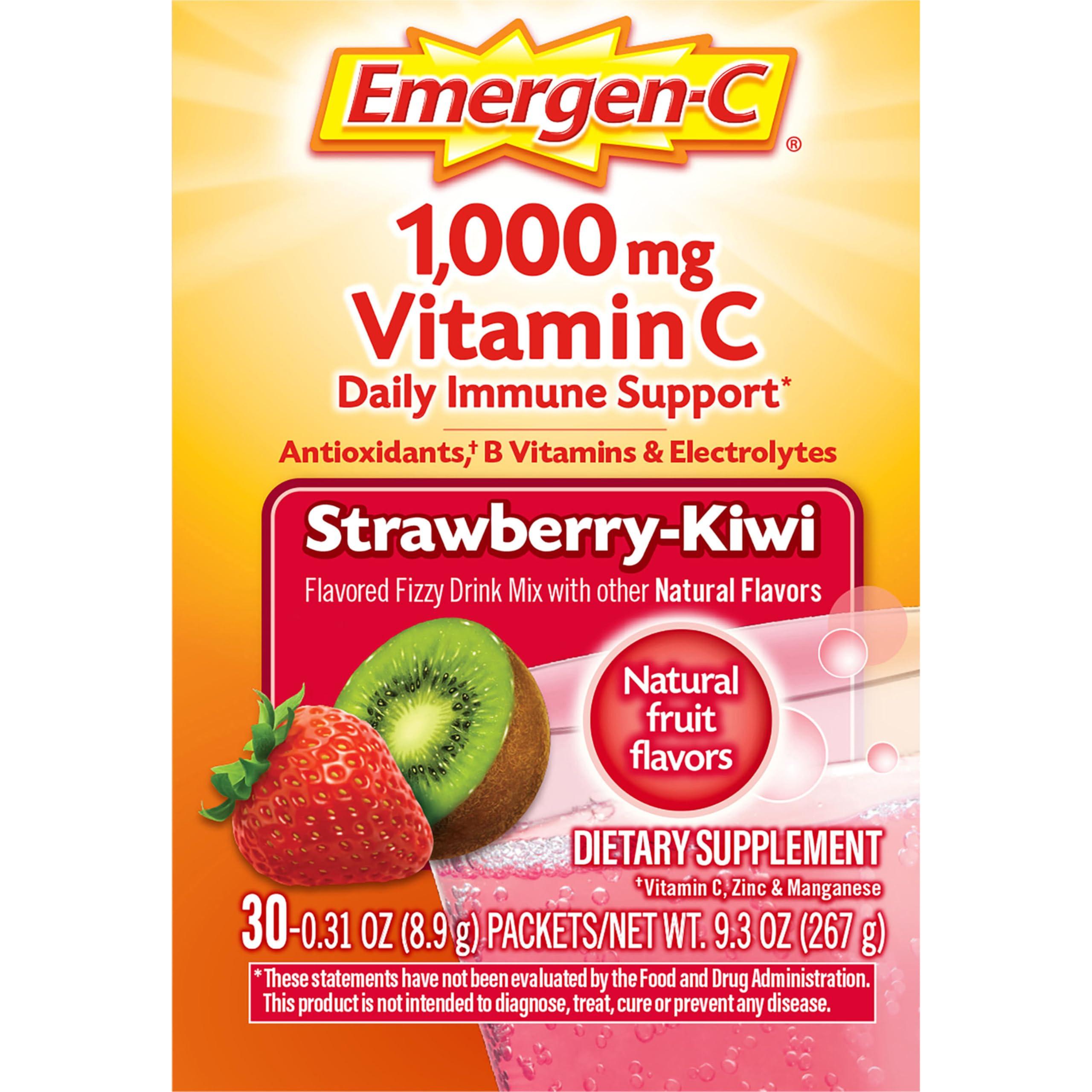 Emergen-C Emergen-C 1000mg Vitamin C Powder, with Antioxidants, B Vitamins and Electrolytes, Vitamin C Supplements for Immune Support, Caffeine Free Fizzy Drink Mix, Strawberry Kiwi Flavor - 30 Count