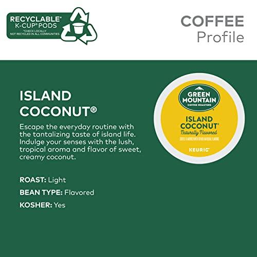 Coffee Pods Green Mountain Coffee Roasters Island Coconut, Single-Serve Keurig K-Cup Pods, Flavored Coffee, 24 Count (Packaging May Vary)