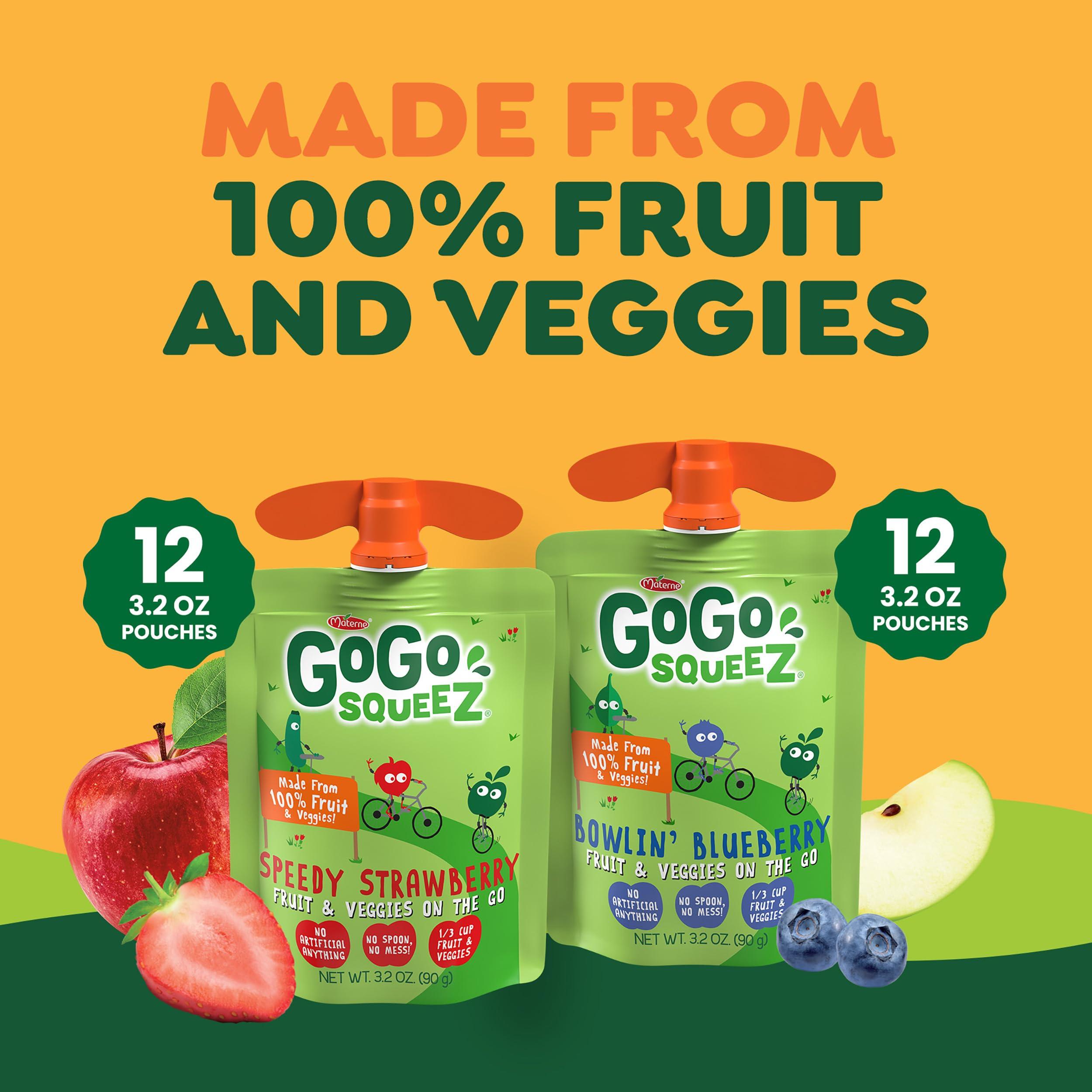 GoGo SqueeZ GoGo SqueeZ Fruit & VeggieZ Speedy Strawberry & Bowlin\' Blueberry Applesauce Pouches (3.2 oz., 24 ct.) With TheOrangeGoat StoreFront Card