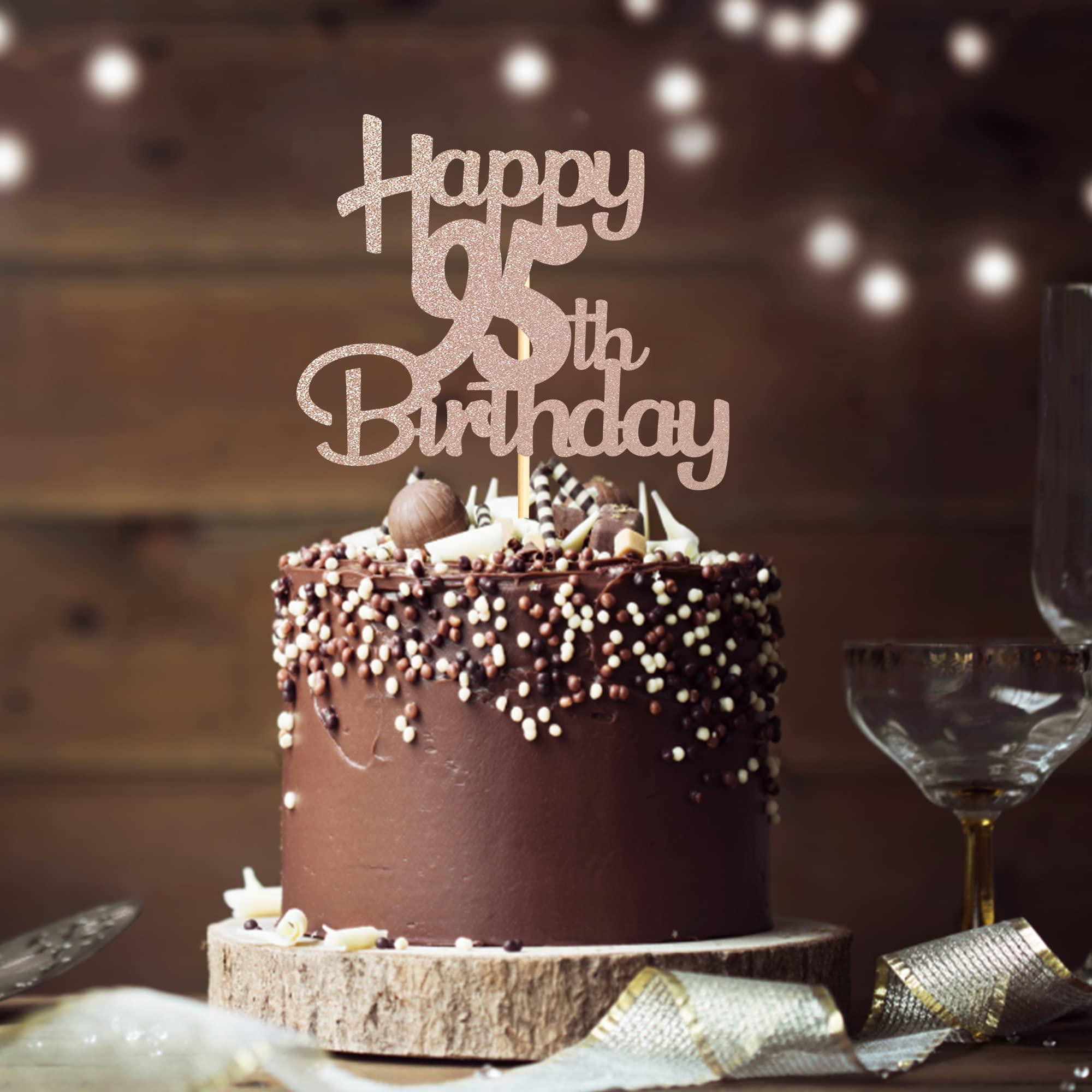 Sotpot Sotpot Happy 95th Birthday Cake Topper Rose Gold Glitter 95th Cake Toppers 95 Birthday Cake Decorations Cheers to 95 Fabulous Party Cake Picks - 1 Pack