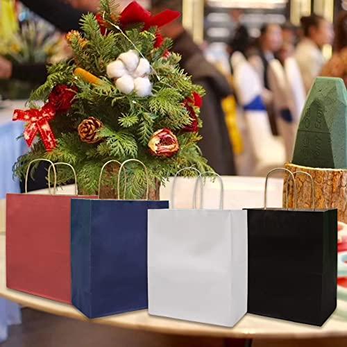 vanhel vanhel 50 PCS Wrapped Red Paper Gift Bags :8x4.25x10.5 Inch Paper Gift Bags with Handles, Paper Bags with Handles Ideal for Christmas, Halloween, Tetail, Commercial and Wedding Events