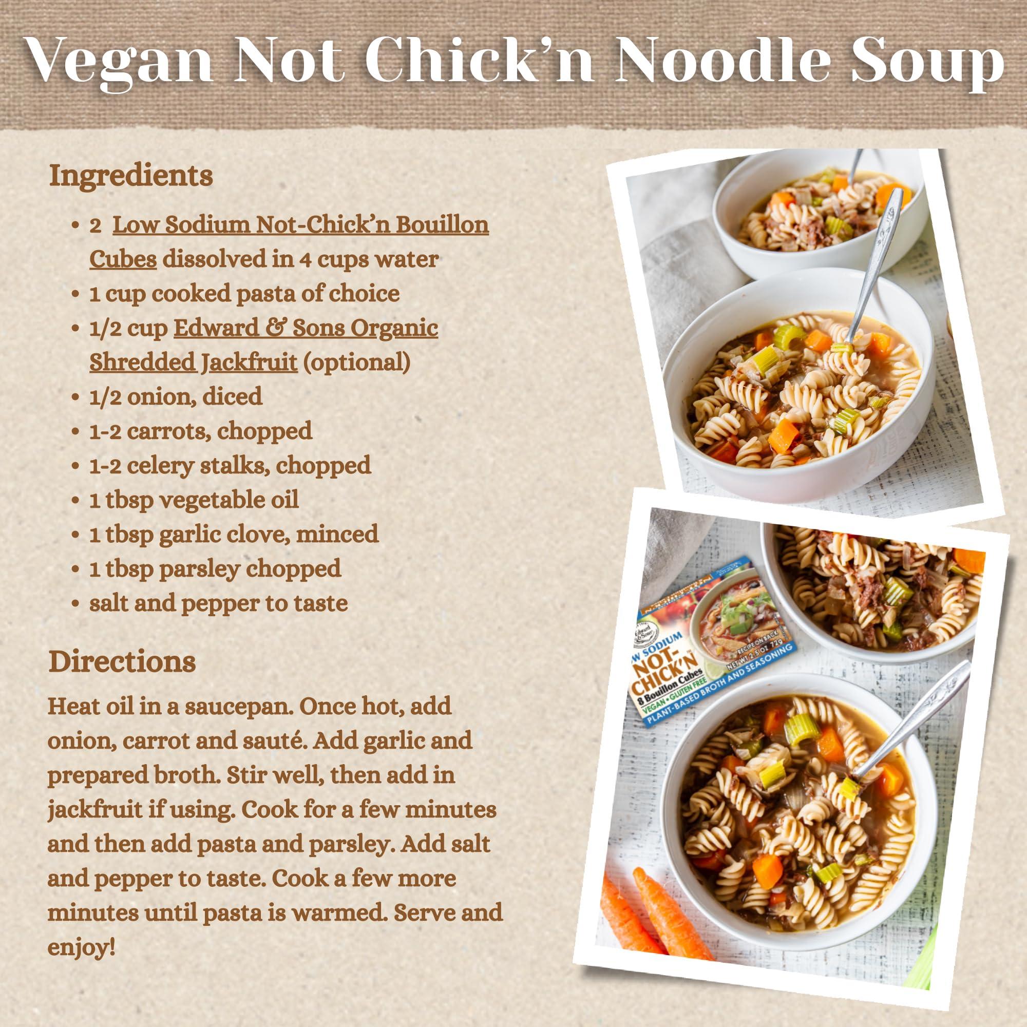 Edward & Sons Edward & Sons Low Sodium Not Chickn Cubes - Vegetable Bouillon Cubes, Not Chicken Bouillon Cubes Vegan, Vegetable Broth - 2.5 Ounce (Pack of 1)