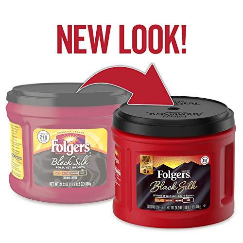 Folgers Folgers Black Silk Coffee, Dark Roast, 24.2 Ounces Per Canister