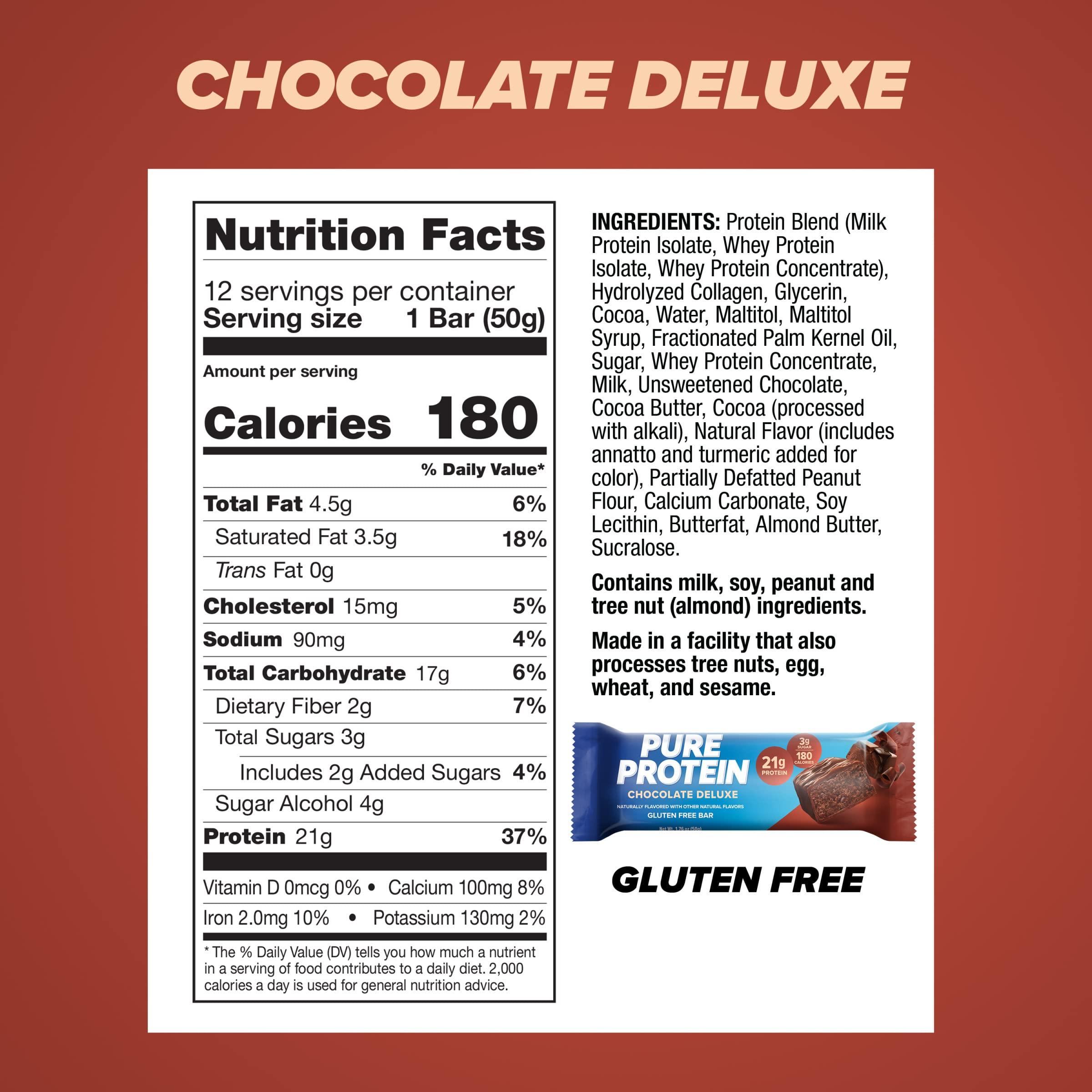 Pure Protein Pure Protein Chocolate Whey Protein Powder 1.75lb & Chocolate Deluxe Protein Bars 12 Count