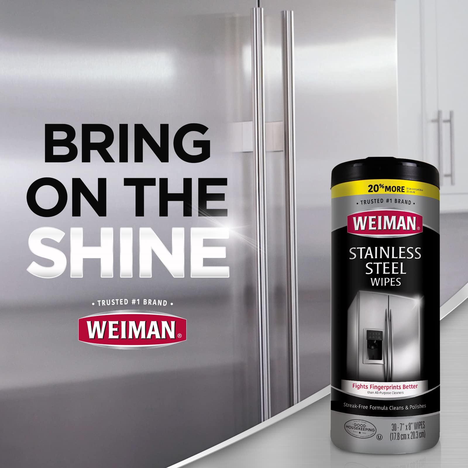 Weiman Weiman Stainless Steel Cleaner Wipes (3 Pack) Removes Fingerprints, Residue, Water Marks and Grease from Appliances - Works Great on Refrigerators, Dishwashers, Ovens, and Grills - Packaging May Vary