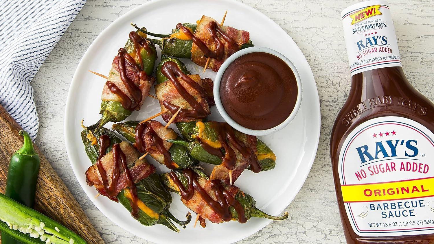 Sweet Baby Ray\'s Sweet Baby Rays No Sugar Added BBQ Sauce - Original Flavor, 18.5 oz. (Pack of 3) - Delicious and Sweet without the Added Sugar for a Healthier BBQ Experience - Includes Sweet Baby Ray\'s Sticker