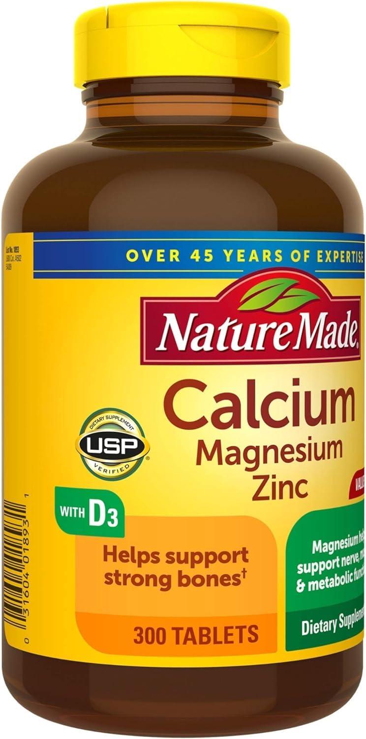 Nature Made Nature Made Calcium, Magnesium Oxide, Zinc with Vitamin D3 helps support Bone Strength, Tablets, 300 Count