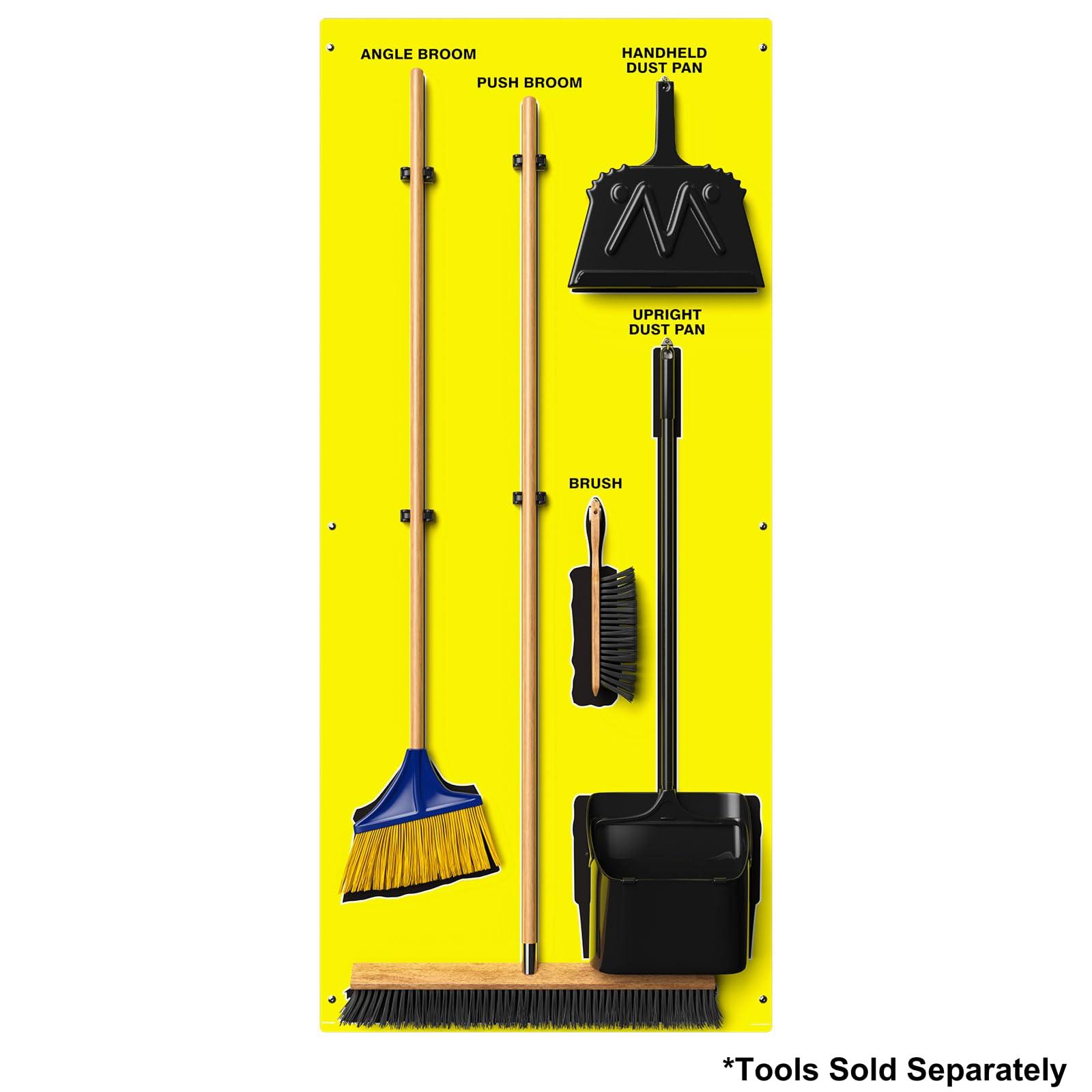 Accuform Clean & Sweep 5S Shadow Board/Wall Mount Broom Holder, 68\" x 30\" Board, 5S Cleaning Station - Board Only, Tools Sold Separately, Made in The USA by AccuformNMC, Yellow/Black, PSB614YLBK