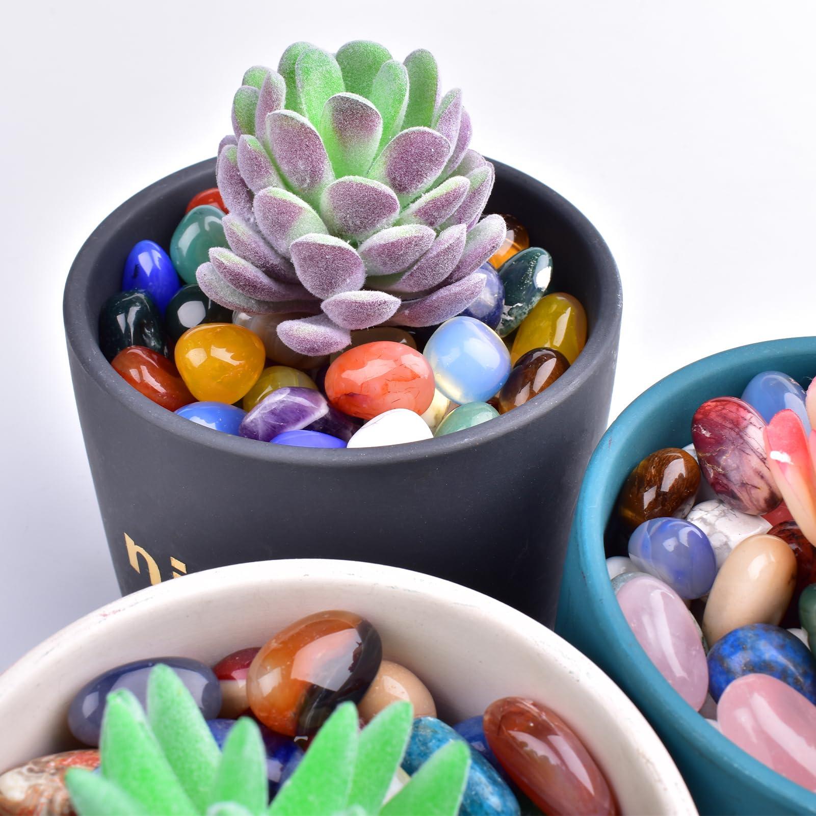 SigMntun SigMntun Polished Healing Crystals Stone Set, 24 Types of 0.6" Handpicked Tumbled Stones for Healing, Reiki, Meditation, Crafting, Home Decor, Ethically Sourced, Mixed-96