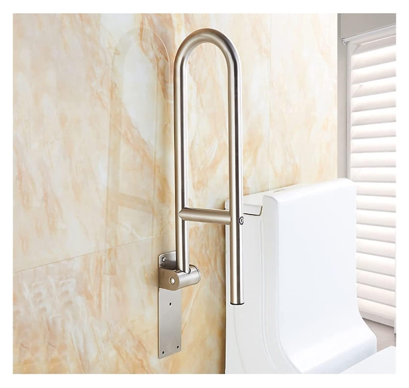 ALDEPO Grab Bars Upturn U-Shaped Safety Handrail, 304 Stainless Steel Foldable Toilet Grab Bar, Wall-Mounted Bathroom Anti-Slip Folding Grab Rail, Elderly Support Handle ( Color : Brushed , Size : 60cm )