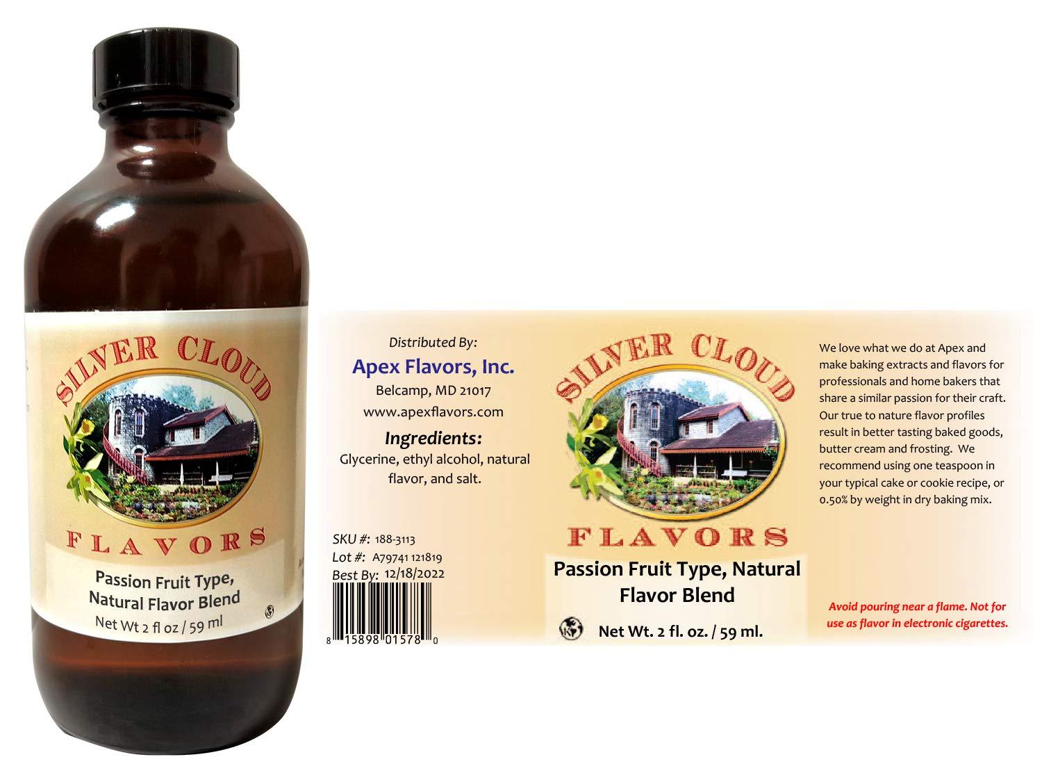 Silver Cloud Flavors Passion Fruit Type Extract, Natural Flavor Blend - 2 fl. oz. glass bottle