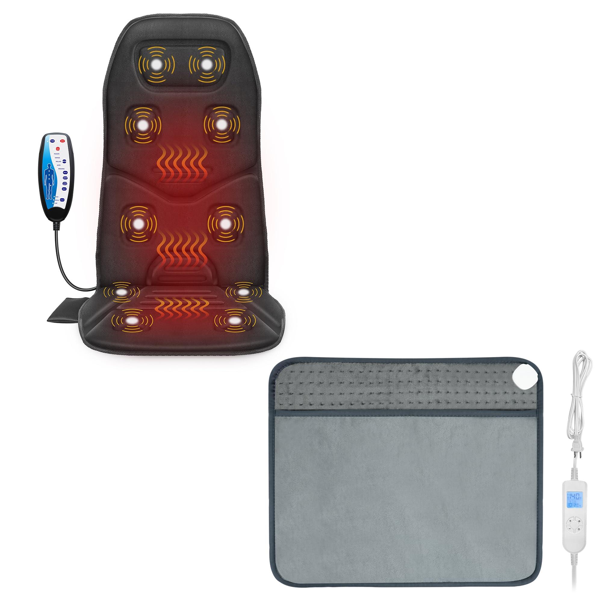 COMFIER COMFIER Massage Seat Cushion with Heat,10 Vibration Motors Seat Warmer & 2-in-1 Heating pad for Back Pain Relief & Foot Warmer