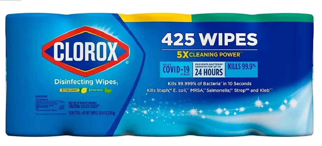 Clorox Clorox Disinfecting Wipes Variety Pack - 5X Cleaning Power, Kills 99.9% of Bacteria - 5 Pack, 425 Count Total