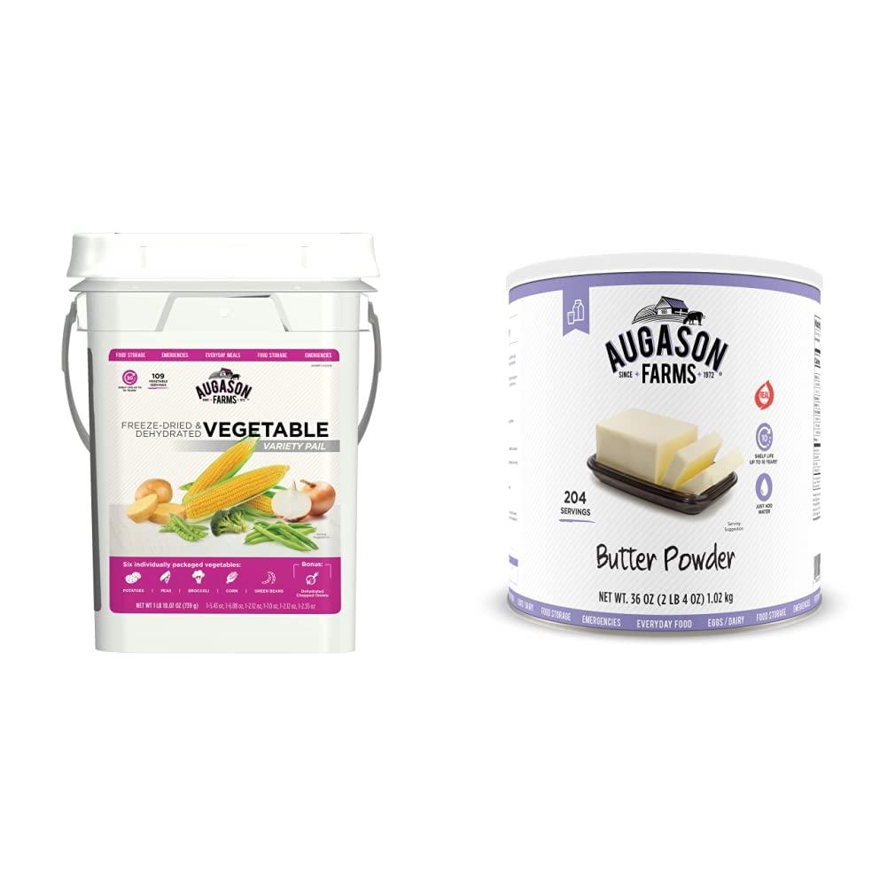 Augason Farms Augason Farms Freeze Dried Vegetable Variety Pack 4 gallon Kit & Butter Powder 2 lbs 4 oz No. 10 Can