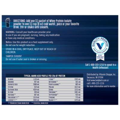 BODYTECH BODYTECH Whey Protein Isolate Powder - with 25 Grams of Protein per Serving & BCAA's - Ideal for Post-Workout Muscle Building & Growth, Contains Milk & Soy - Rich Chocolate (12 Packets)