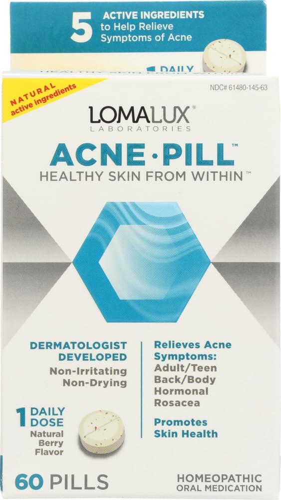 Loma Lux Lomalux Acne Pill, 60 Quick Dissolving Pills Each (Pack of 2)