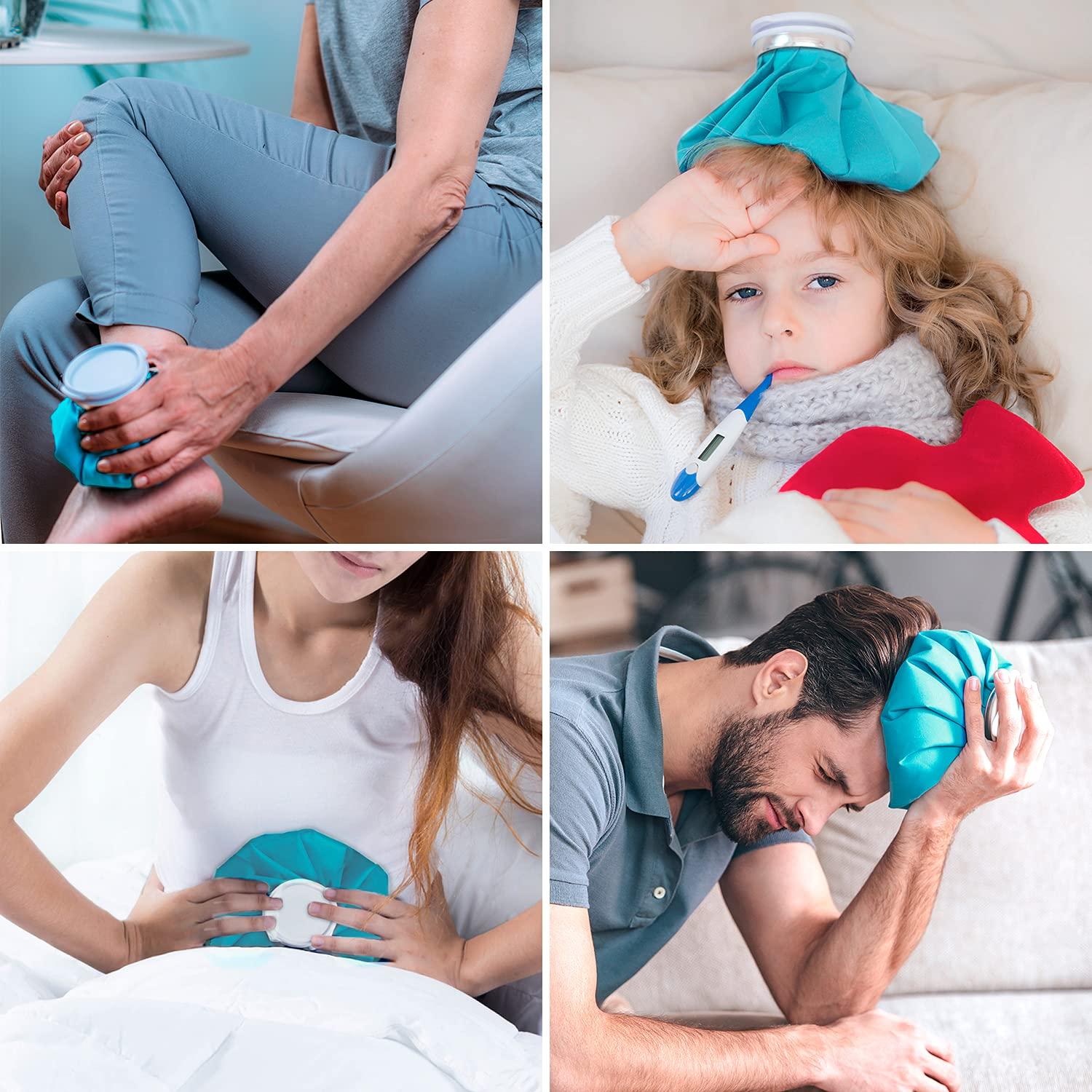 Ohuhu Ice Pack for Injuries Reusable: Ohuhu 3 Packs Ice Cold Packs Ice Bag Hot Water Hot & Cold Therapy Pain Relief for Knee Leg Injury No-Leak Breathable Waterproof Ice Bags 3 Sizes 6\"/9\"/11\", Light Blue