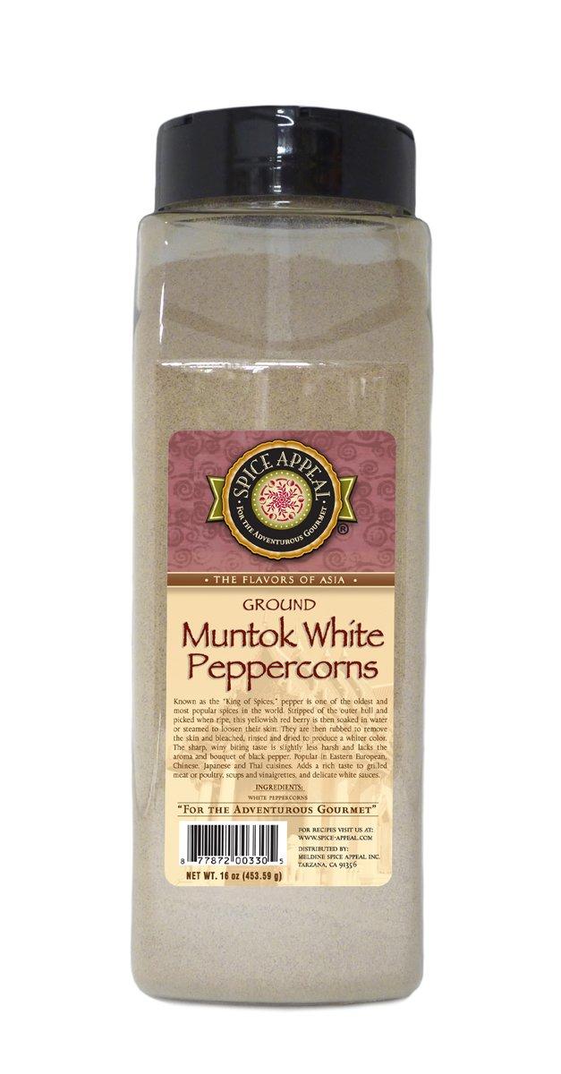 Spice Appeal Spice Appeal Muntok White Peppercorns Ground, 16 Ounce (Pack of 12)