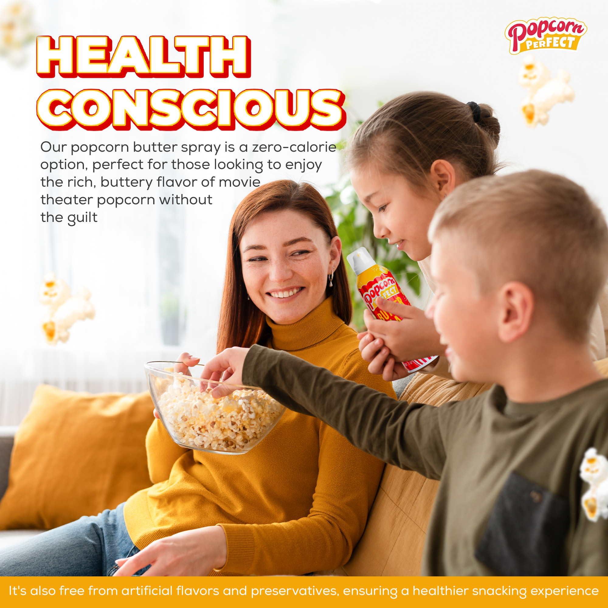 Popcorn Perfect POPCORN PERFECT: Popcorn Butter spray for Microwave and Popcorn Maker, Pop Corn Alternative to Oil, Tastes like Movie Theatre Butter, Better than Kettle corn & Dry Seasoning Toppings, 5 oz (3 Pack)