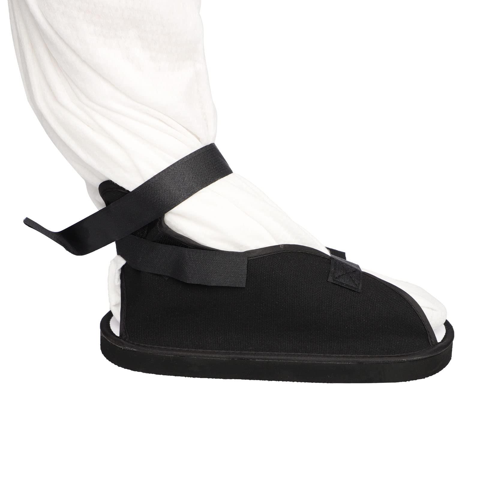 Starsouce 1pcs Open Toe Plaster Cast Shoe Short Canvas Cast Boot Lightweight Waterproof Stress Foot Fracture Shoe for Women Men Kids ( Black, L)