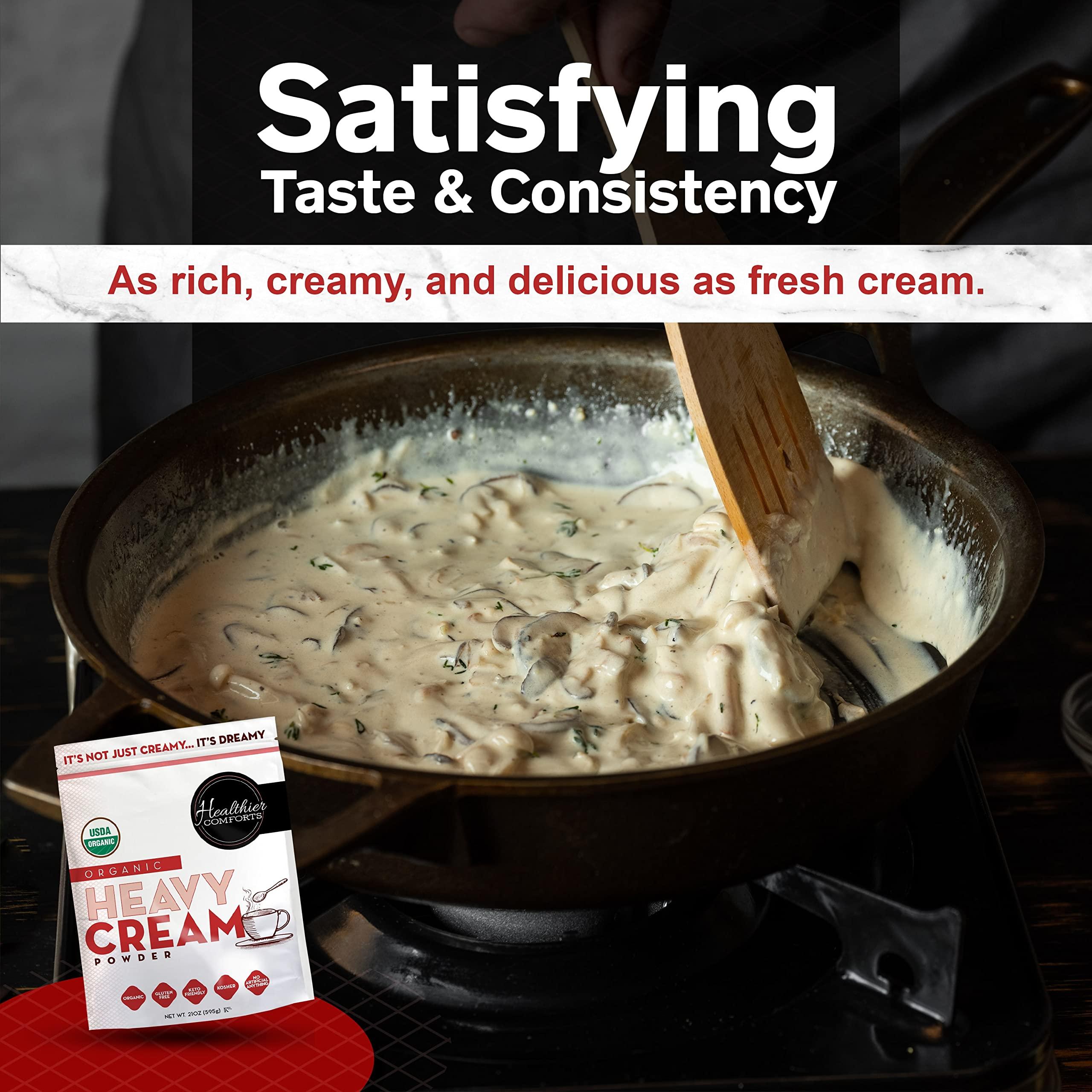 Healthier Comforts Healthier Comforts Organic Heavy Cream Powder (72% Butterfat) | USDA Organic | Kosher, Gluten Free, Non-GMO, and Keto Friendly Half and Half Organic Heavy Cream for Pasta | Made in the USA 21 oz.