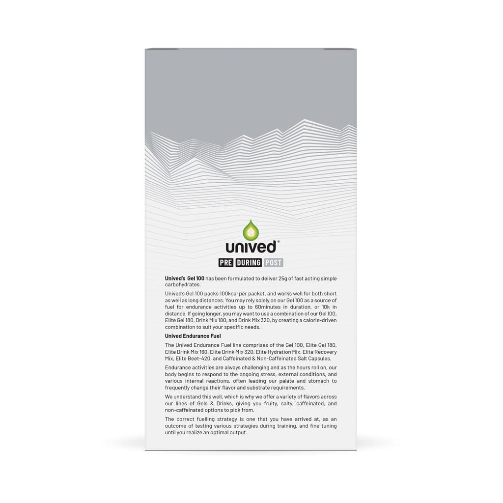 Unived Unived Gel 100 - Vegan Energy Gel for Endurance Athletes Runners & Cyclists - 100kcal - Salted Lime - Pack of 6