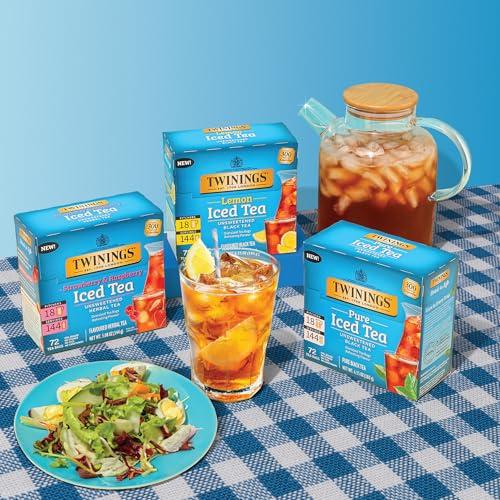 Twinings Twinings NEW Strawberry & Raspberry Herbal Iced Tea, 72 Deliciously Unsweetened Tea Bags, Makes 18 Pitchers or 144 Servings, Caffeine-Free, 72 Count (Pack of 1)