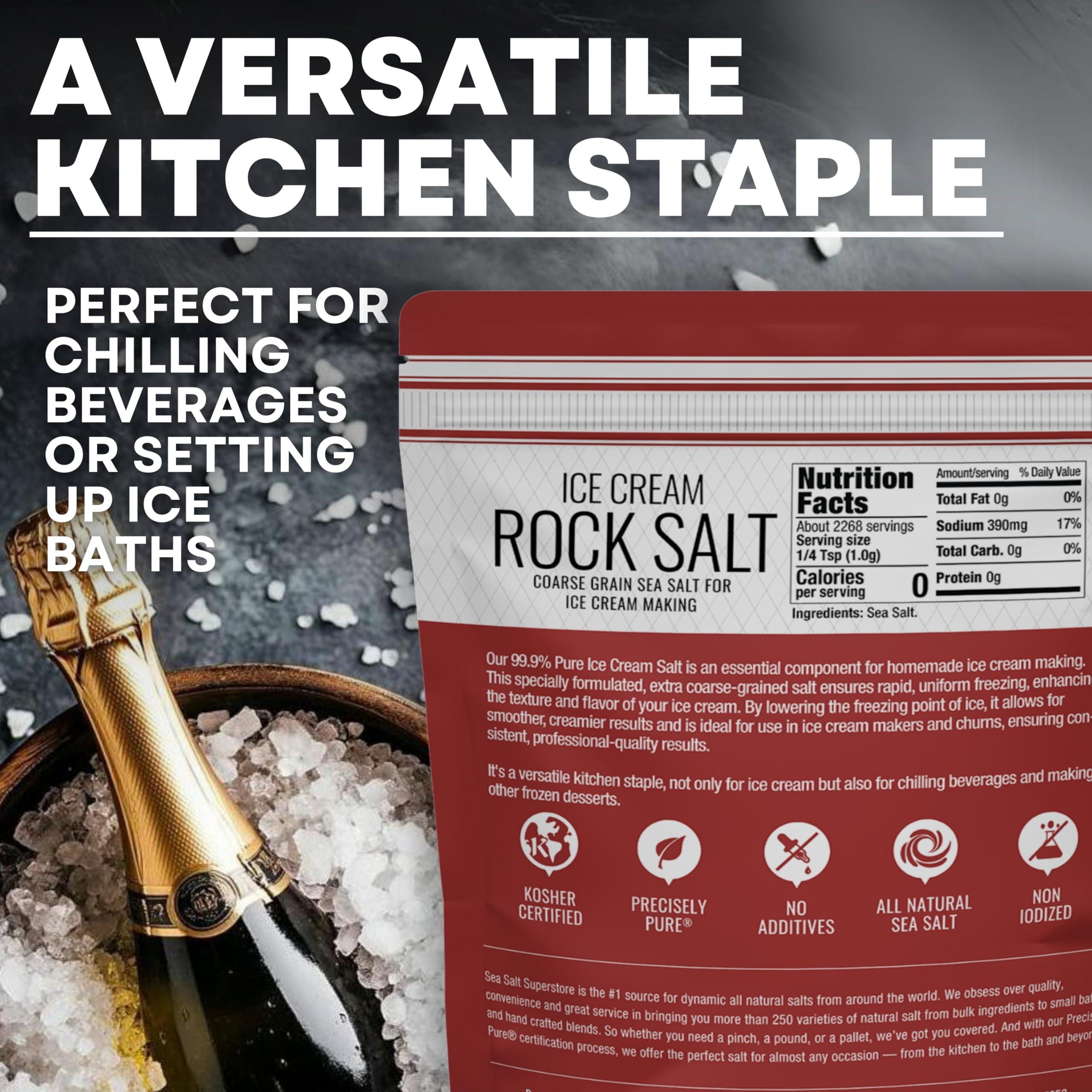 Sea Salt Superstore Ice Cream Salt, Rock Salt for Ice Cream Making, Universally Compatible Coarse Sea Salt and Non-Iodized Salt for All Ice Cream Maker, 10 lb (5 lb 2-Pack) Bags, Sea Salt Superstore