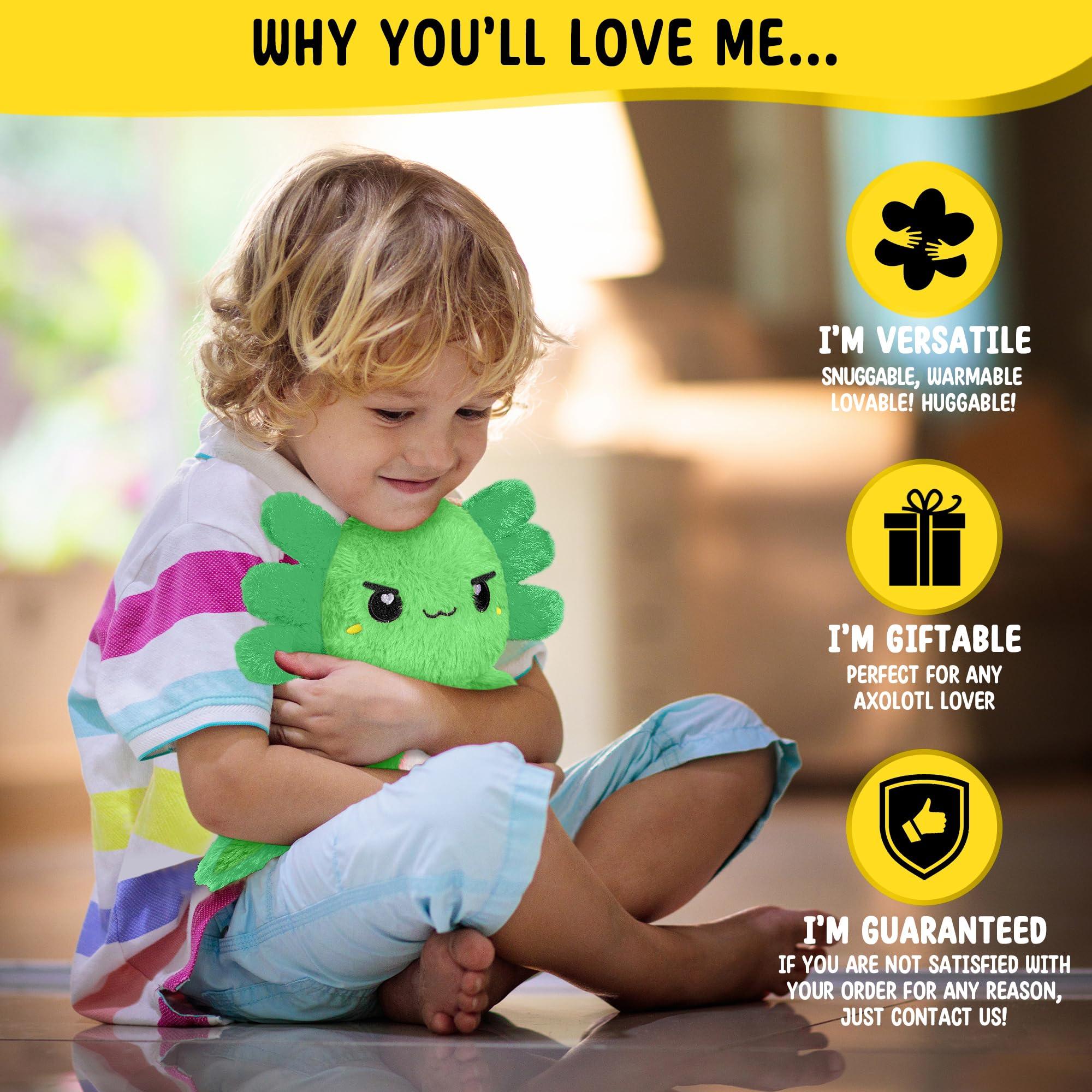 Happy Fuel Green Axolotl Microwavable 1.5 lbs Unscented Heating Pad for Women and Kids- Cute Soft Cozy Pillow Plush Heatable Warm Stuffed Animals - Kawaii Hot and Cold Plushie - Axolotl Gifts for Girls and Boys