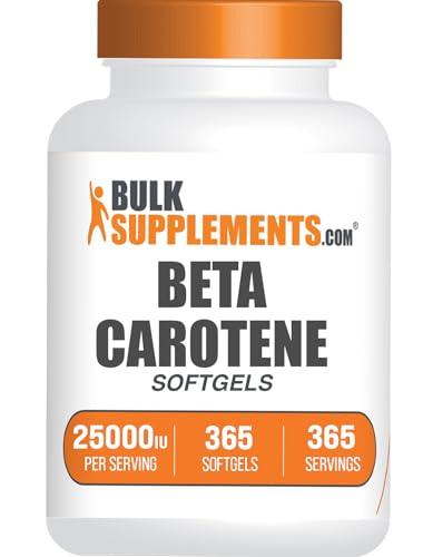 BulkSupplements BulkSupplements.com Beta Carotene 25000 IU Softgels - Vitamin A Supplement, Beta Carotene Supplements - for Eye Support, Gluten Free, 1 Softgel per Serving, 365 Count (Pack of 1)